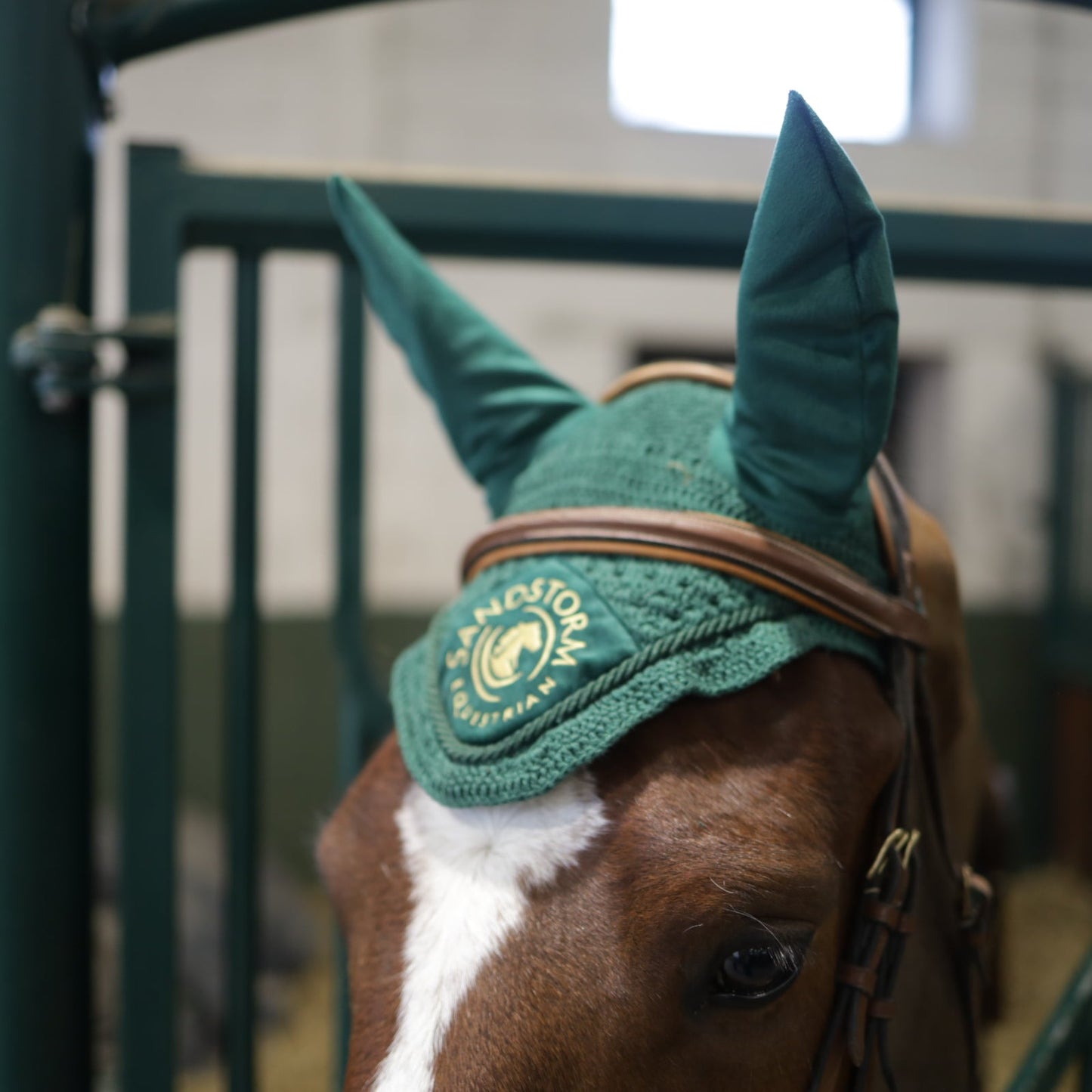Sandstorm Equestrian - Velvet Ear Veil - Emerald Green