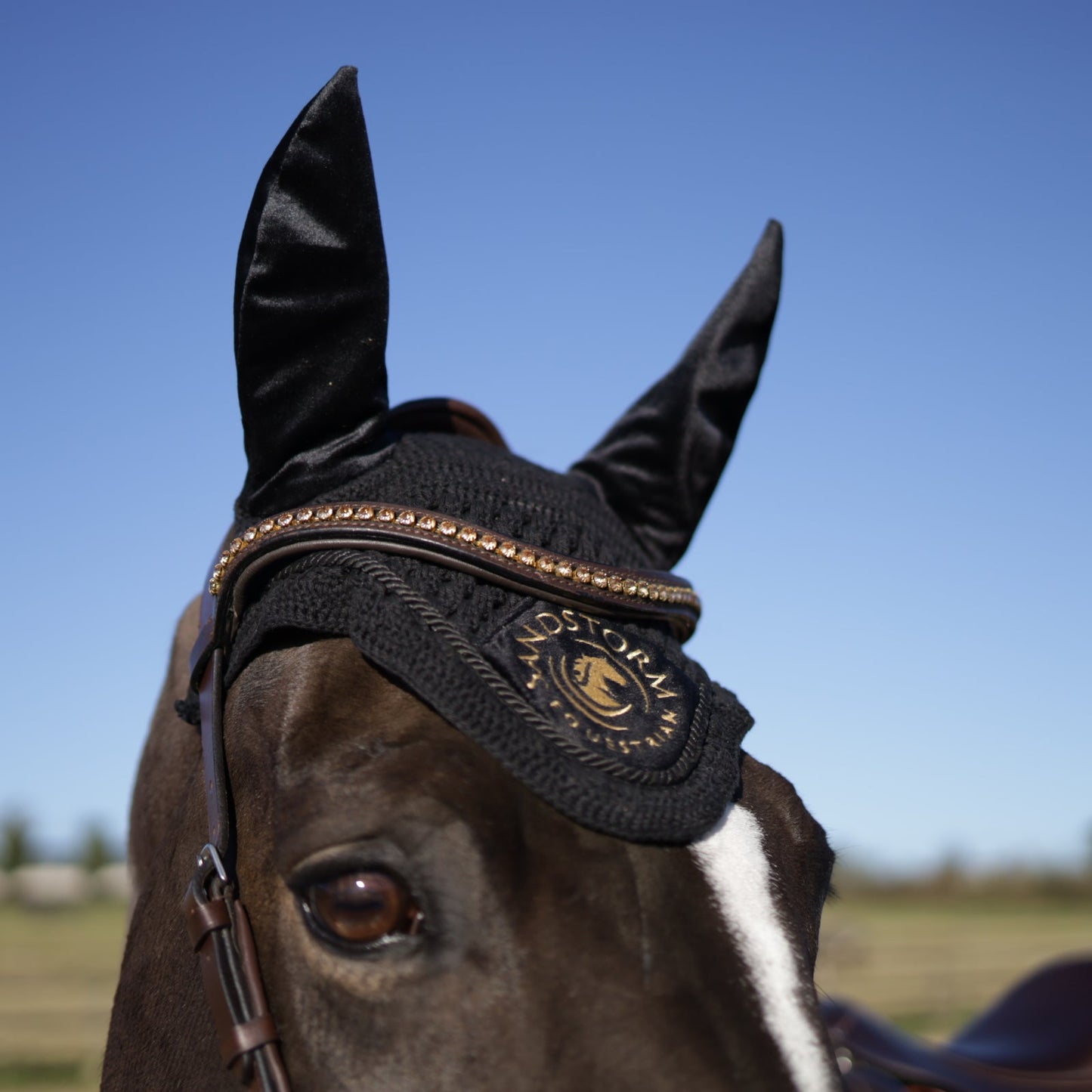 Sandstorm Equestrian - Velvet Ear Veil - Black
