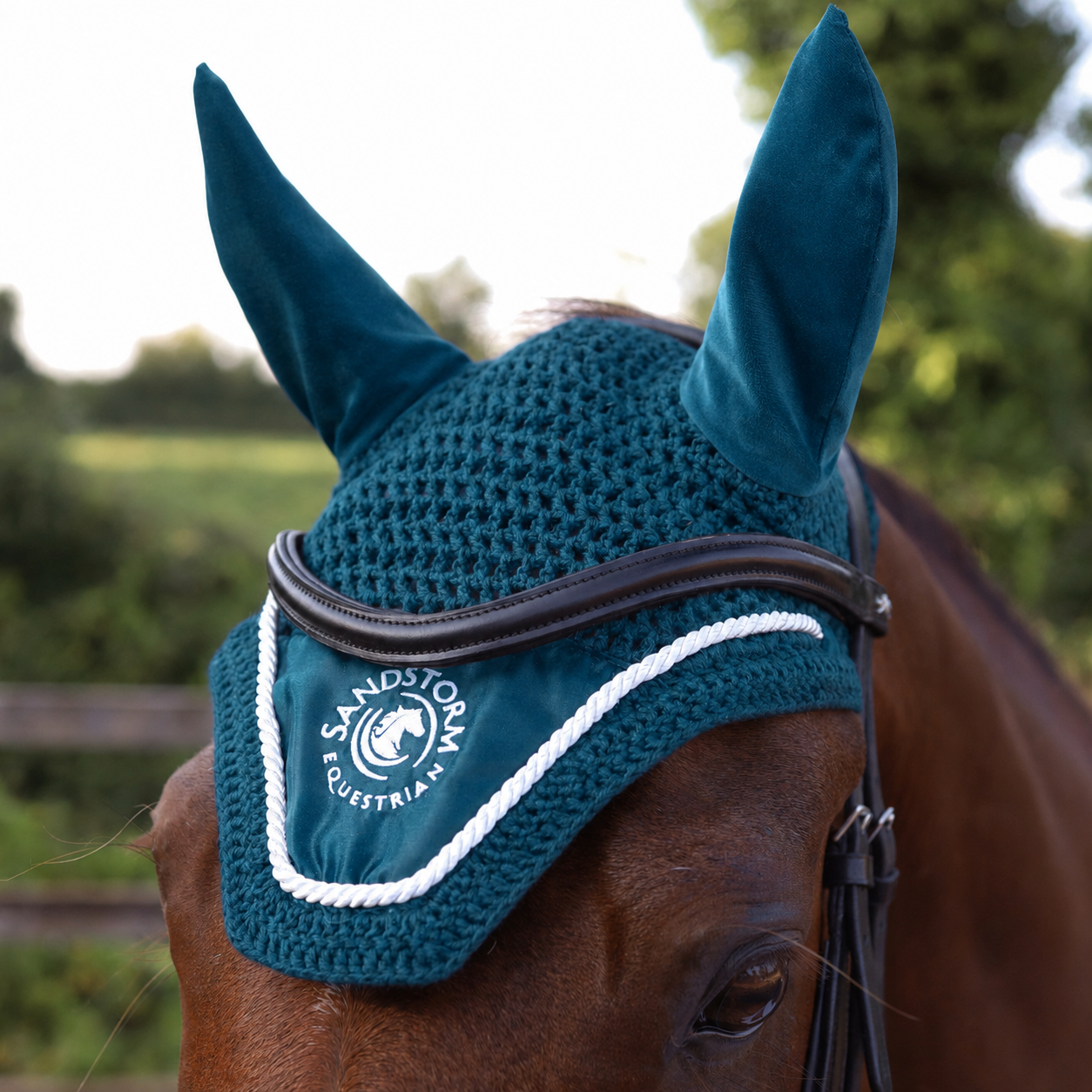 Sandstorm Equestrian - Velvet Ear Veil - Teal