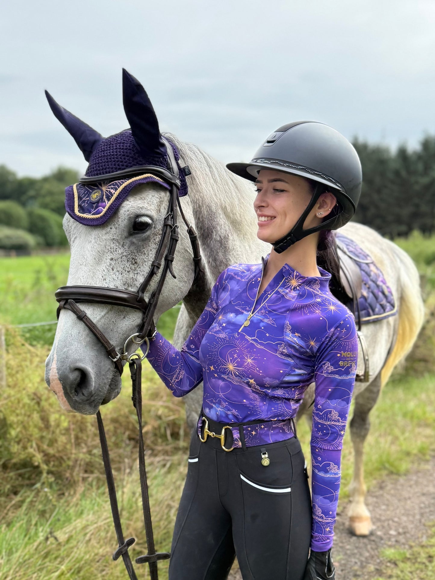 Sandstorm Equestrian X Molly & the Greys - Ear Veil - Cosmic Print