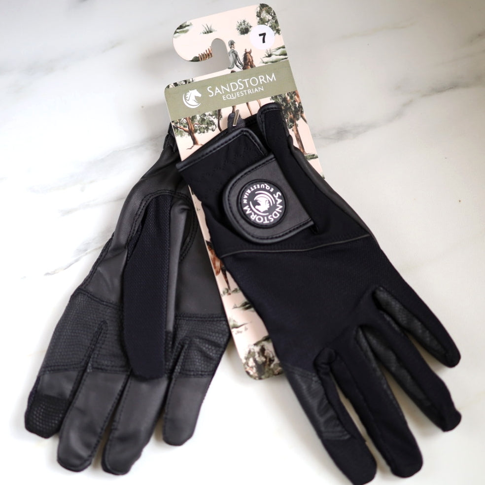 Sandstorm Equestrian Riding Gloves - Black