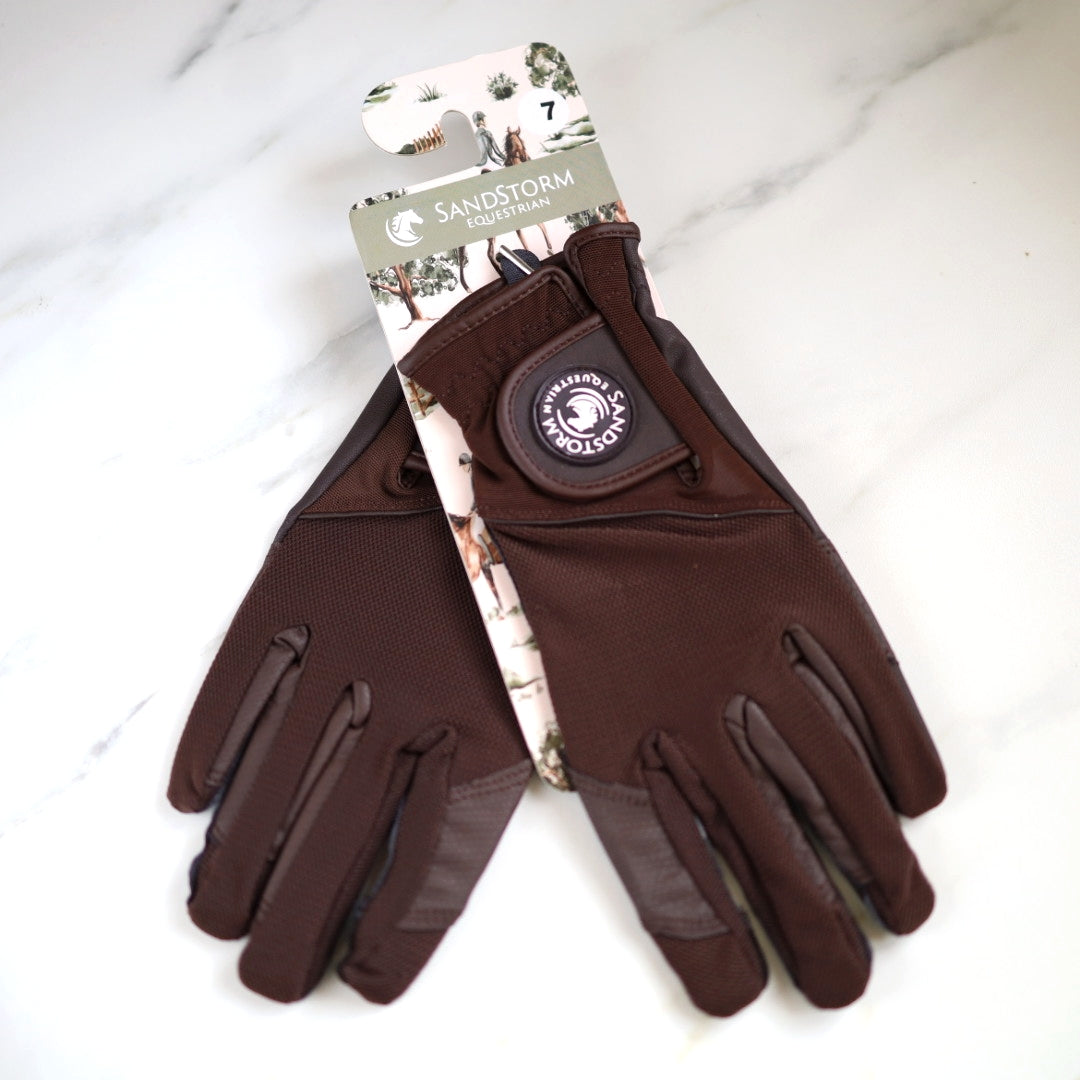 Sandstorm Equestrian Riding Gloves - Brown