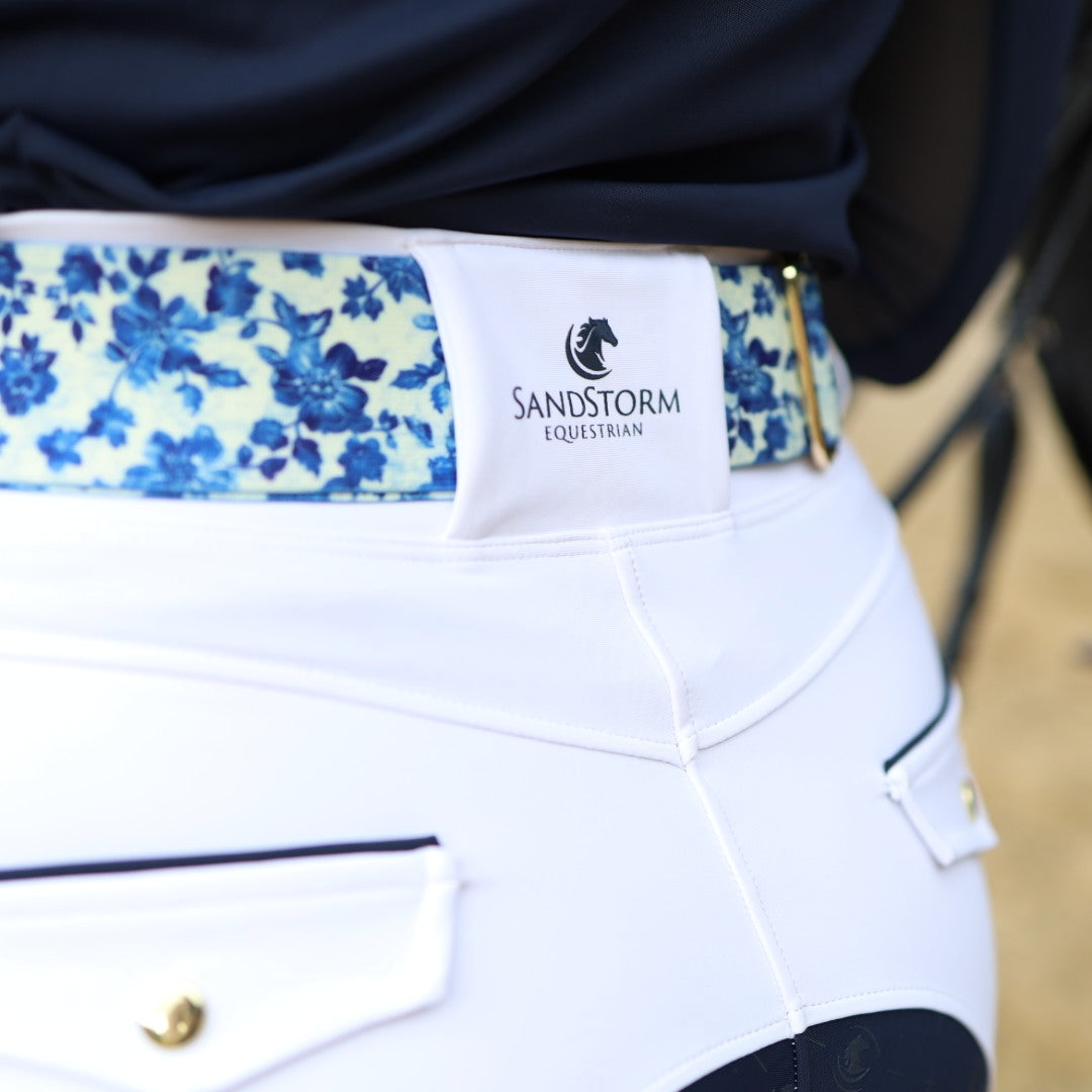 Sandstorm Equestrian - Gold Snaffle Belt - Vintage Rose Print