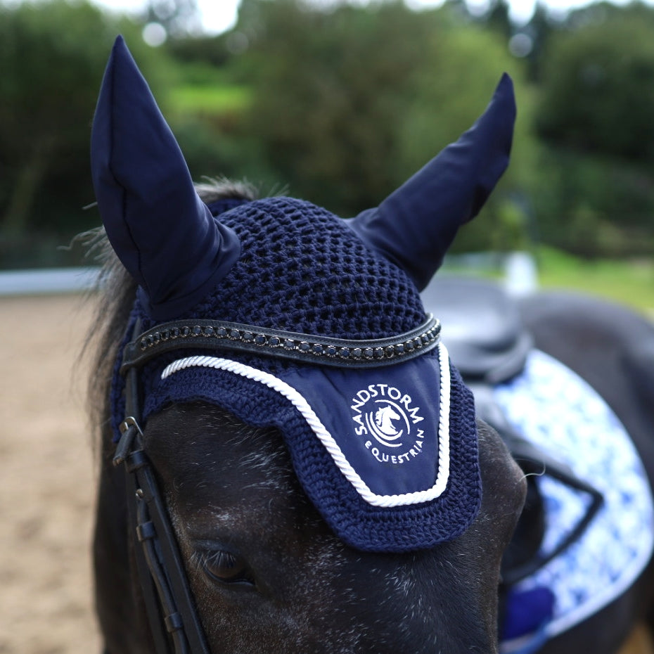 Sandstorm Equestrian - Satin Ear Veil - Navy