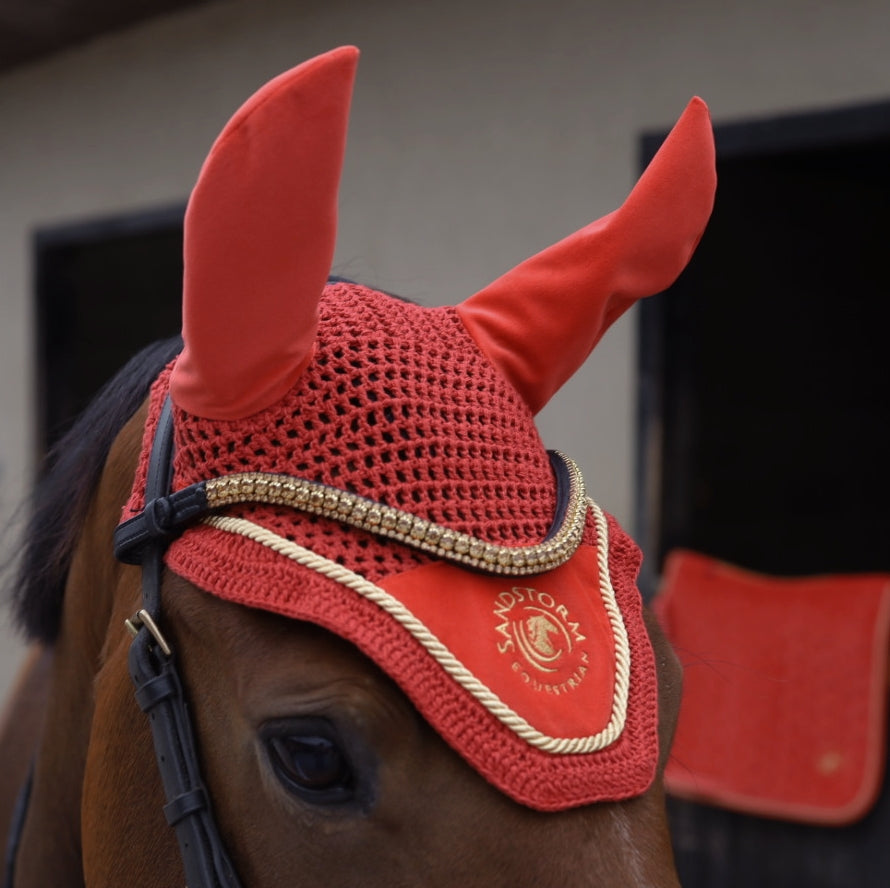 Sandstorm Equestrian - Ear Veil - Pumpkin Spice- *Limited Edition*