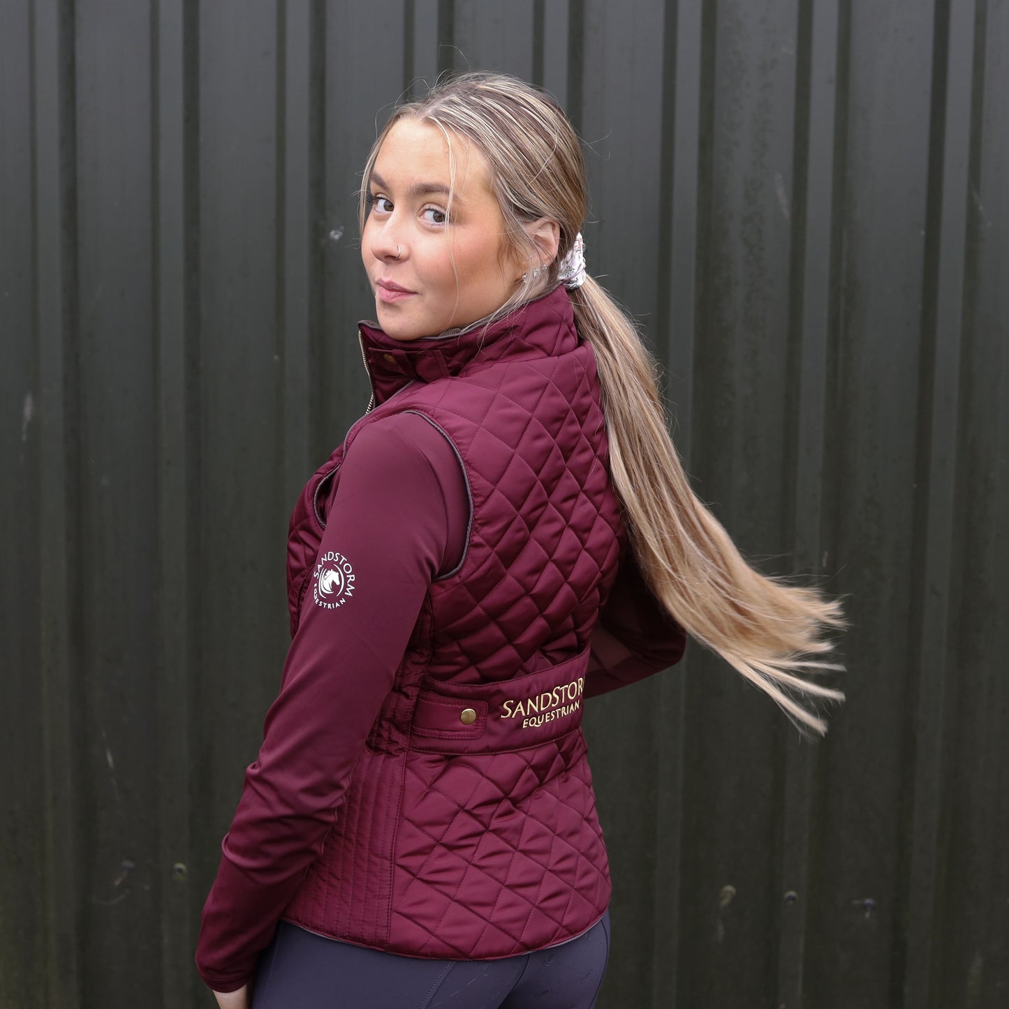 Sandstorm Equestrian Tailored Quilted Gilet - Burgundy