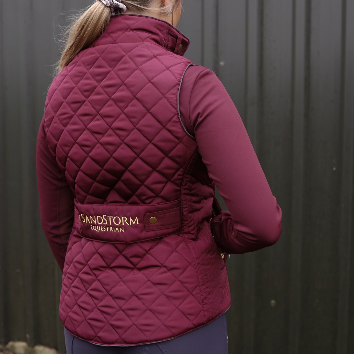 Sandstorm Equestrian Tailored Quilted Gilet - Burgundy