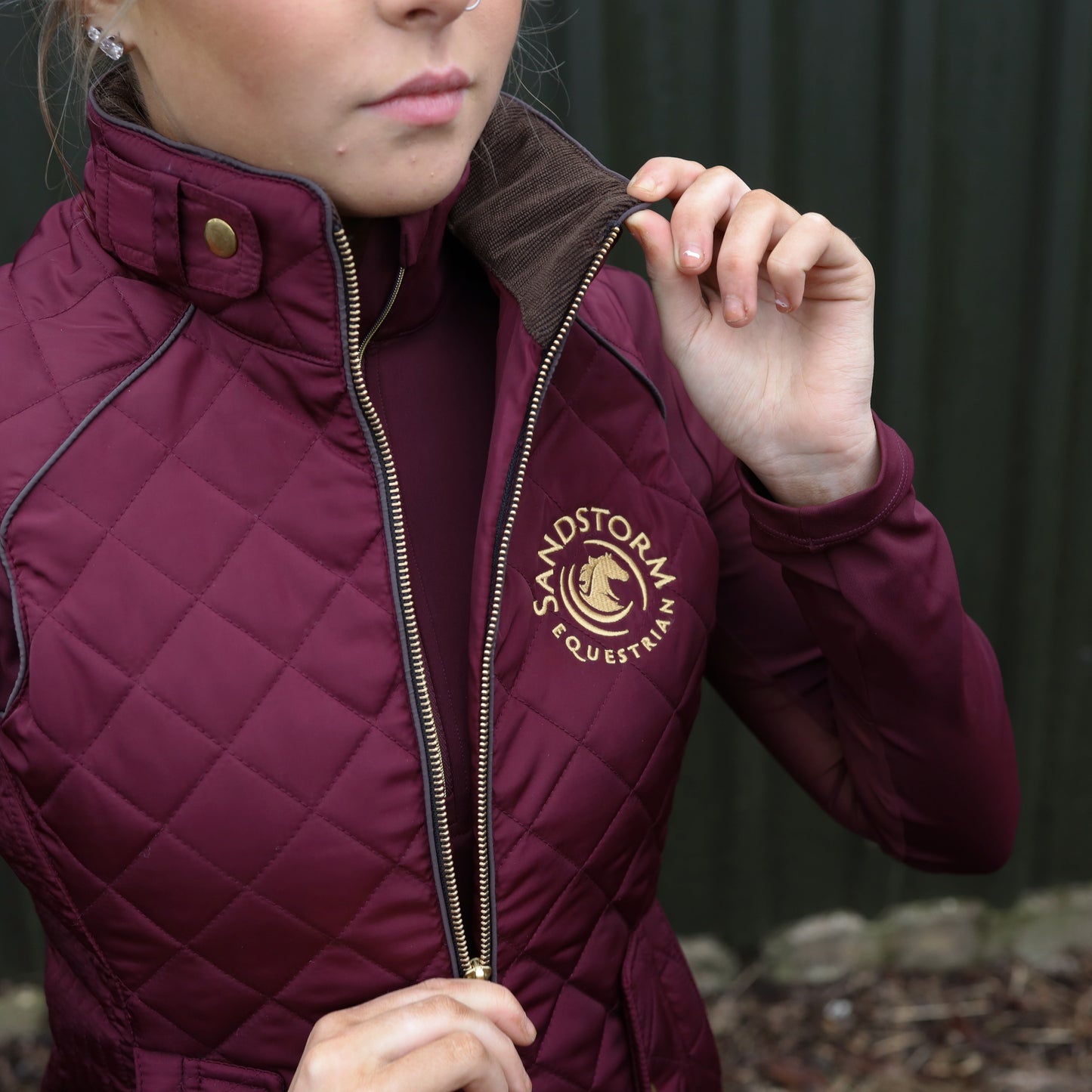 Sandstorm Equestrian Tailored Quilted Gilet - Burgundy