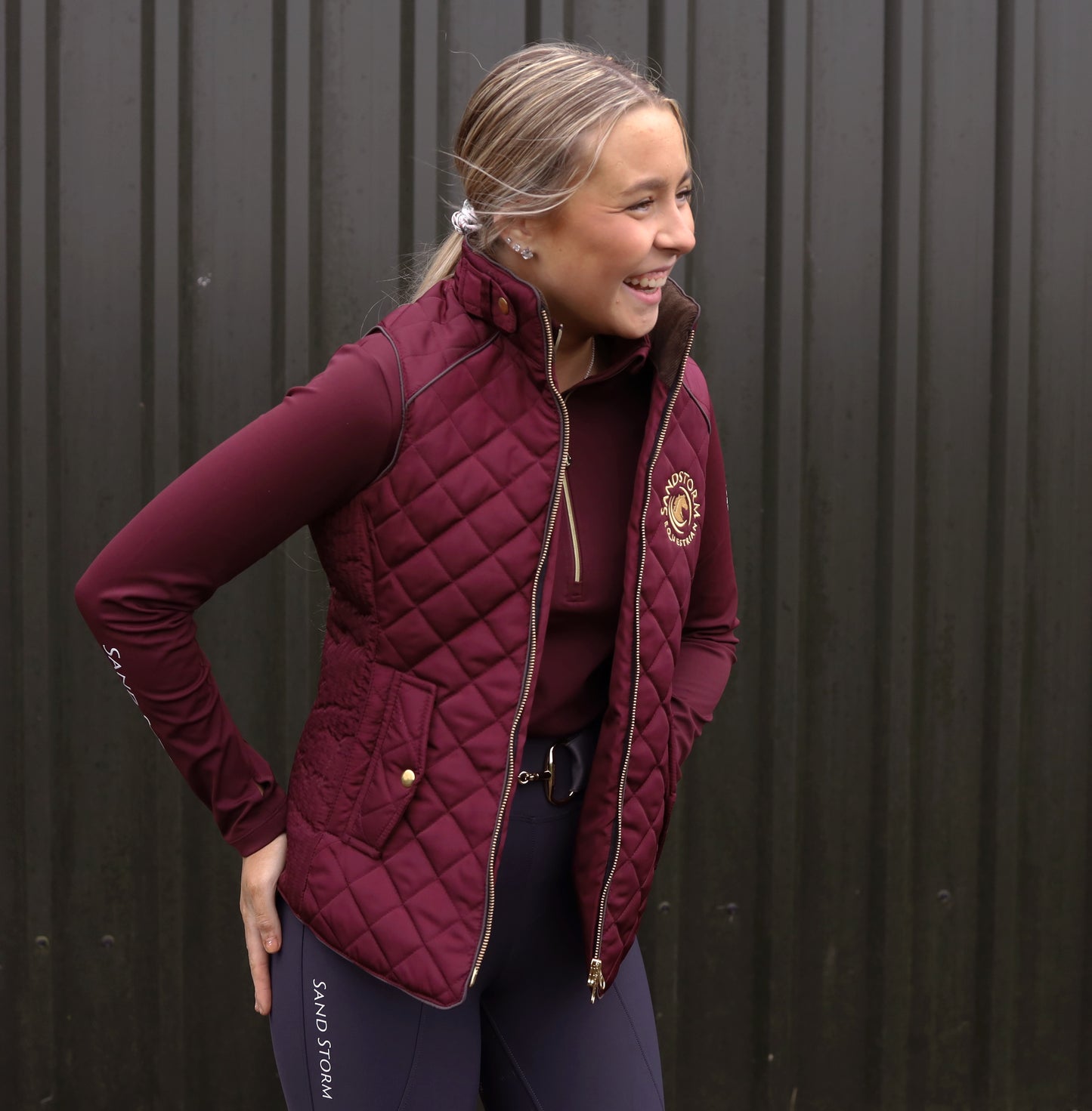 Sandstorm Equestrian Tailored Quilted Gilet - Burgundy