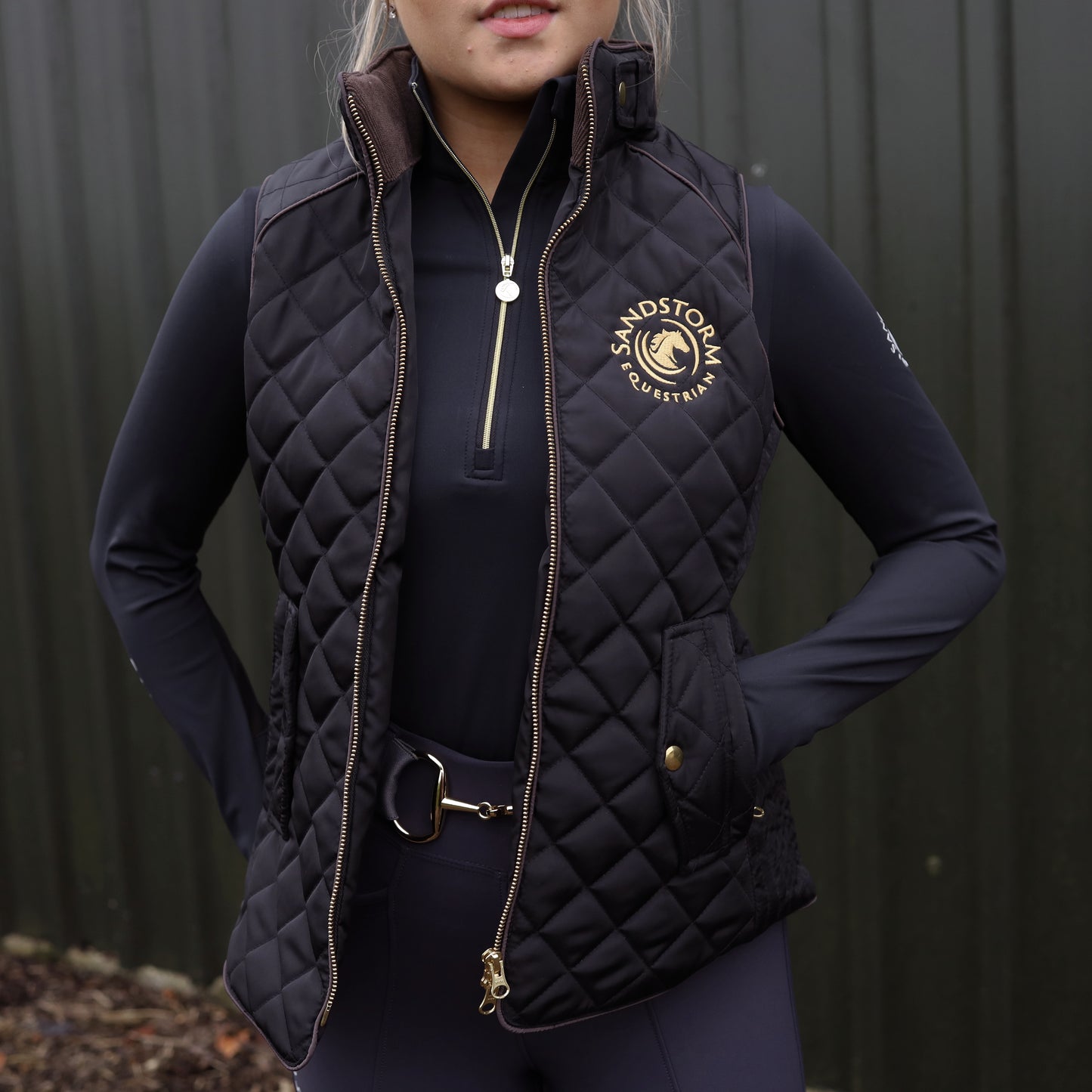 Sandstorm Equestrian Tailored Quilted Gilet - Black