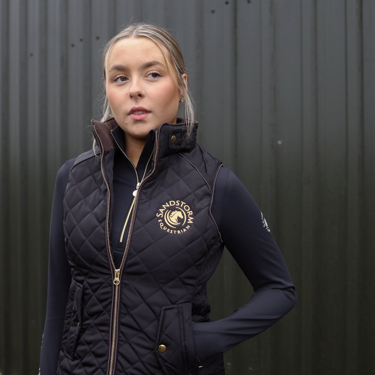 Sandstorm Equestrian Tailored Quilted Gilet - Black