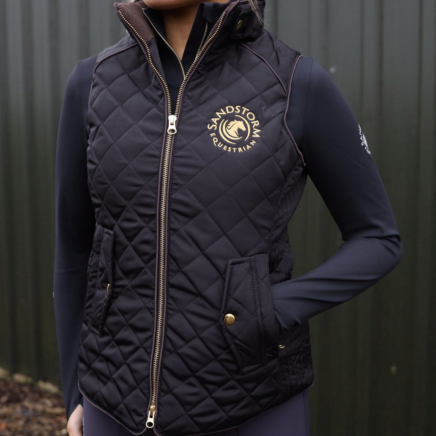 Sandstorm Equestrian Tailored Quilted Gilet - Black