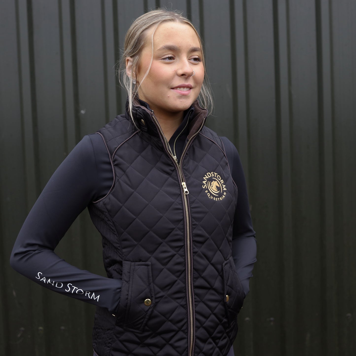 Sandstorm Equestrian Tailored Quilted Gilet - Black