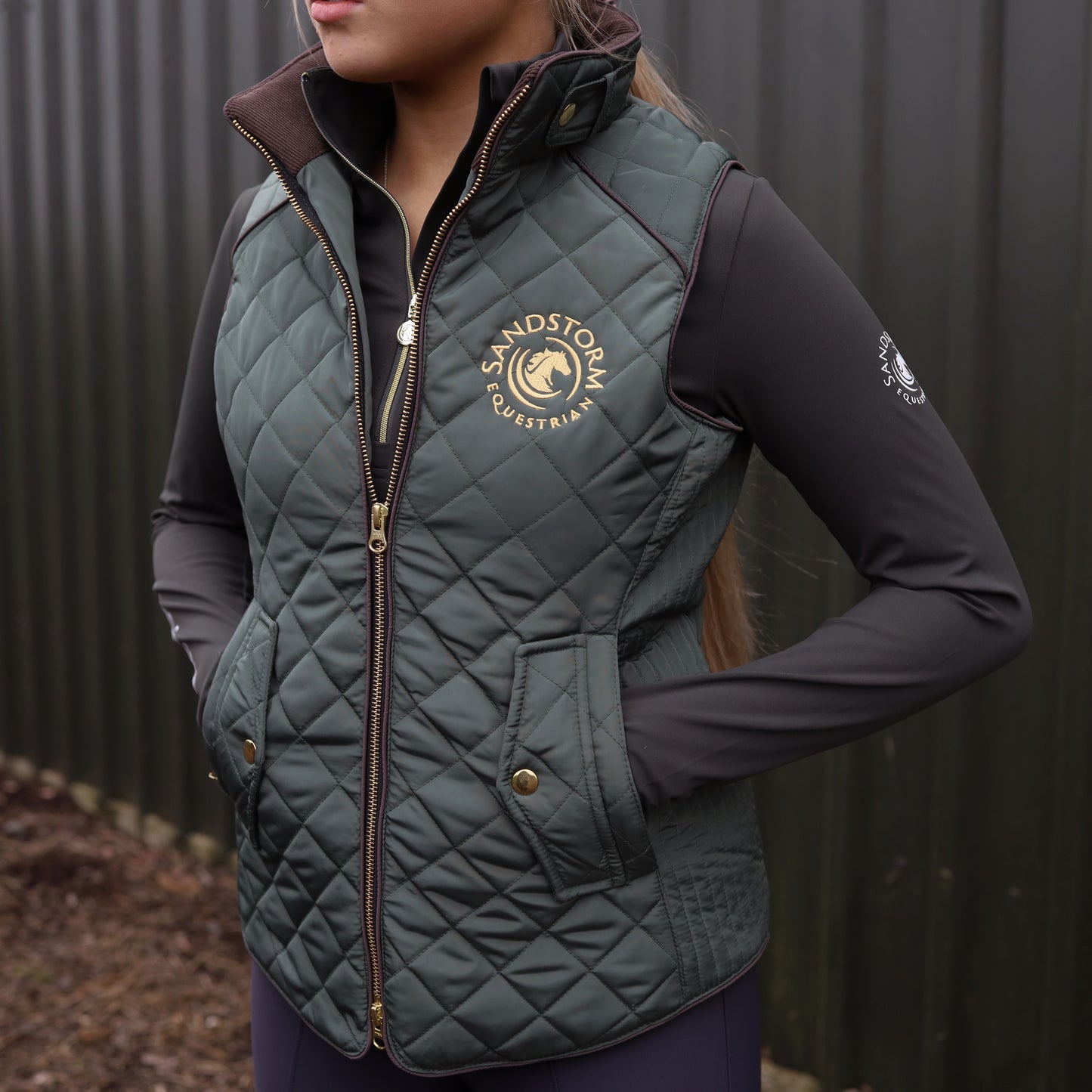 Sandstorm Equestrian Tailored Quilted Gilet - Hunter Green