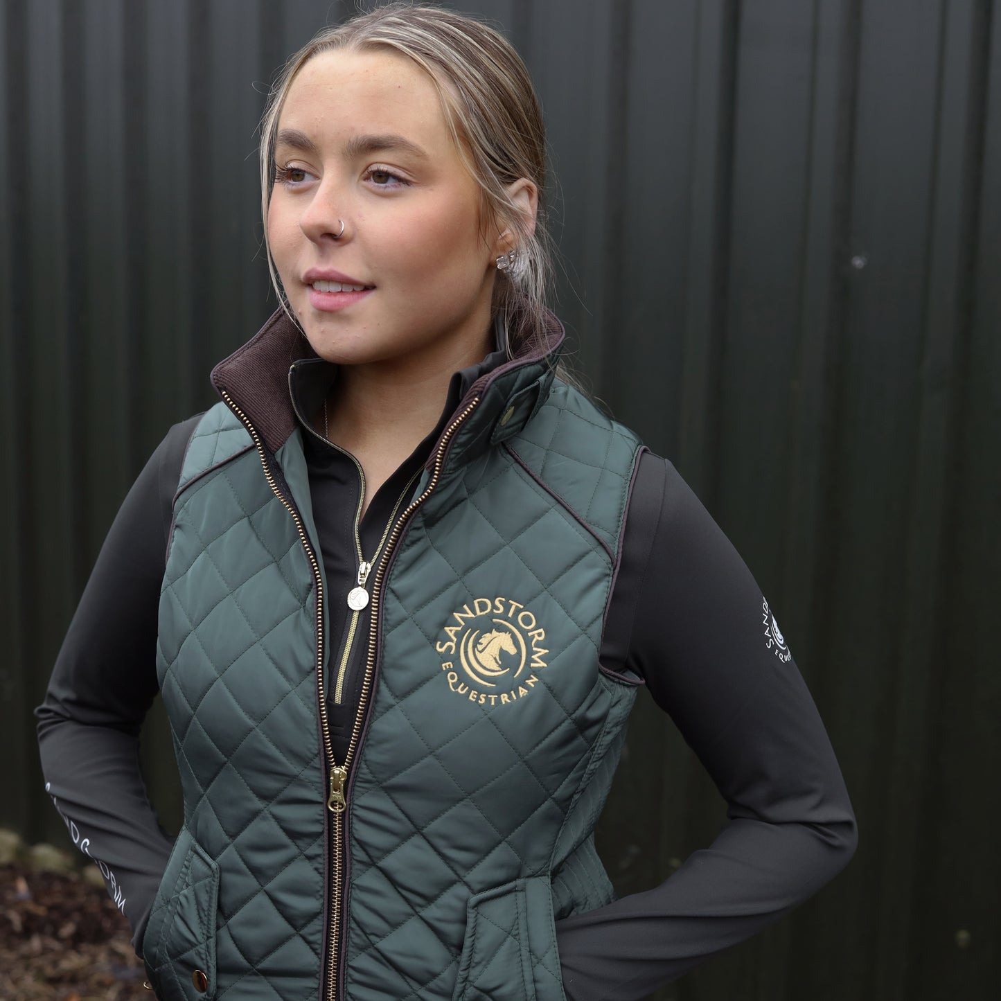 Sandstorm Equestrian Tailored Quilted Gilet - Hunter Green