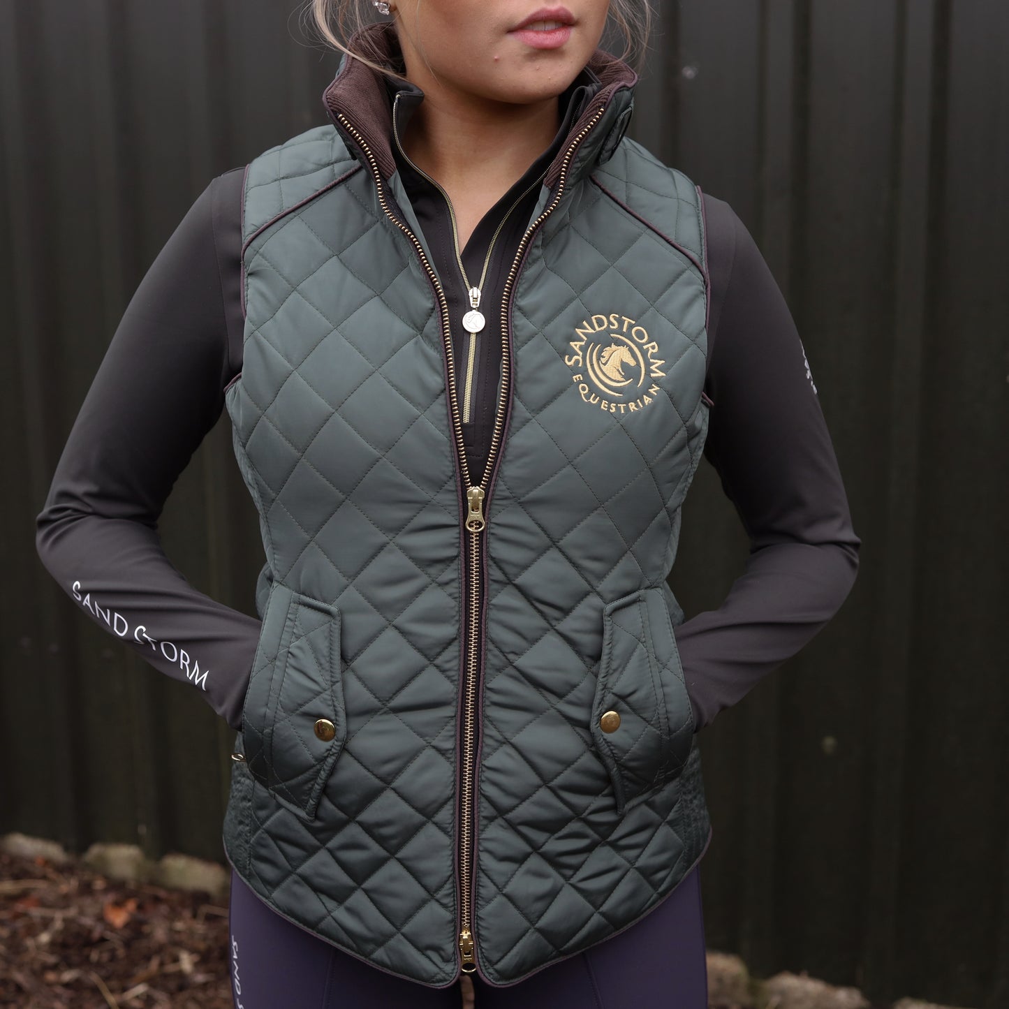 Sandstorm Equestrian Tailored Quilted Gilet - Hunter Green