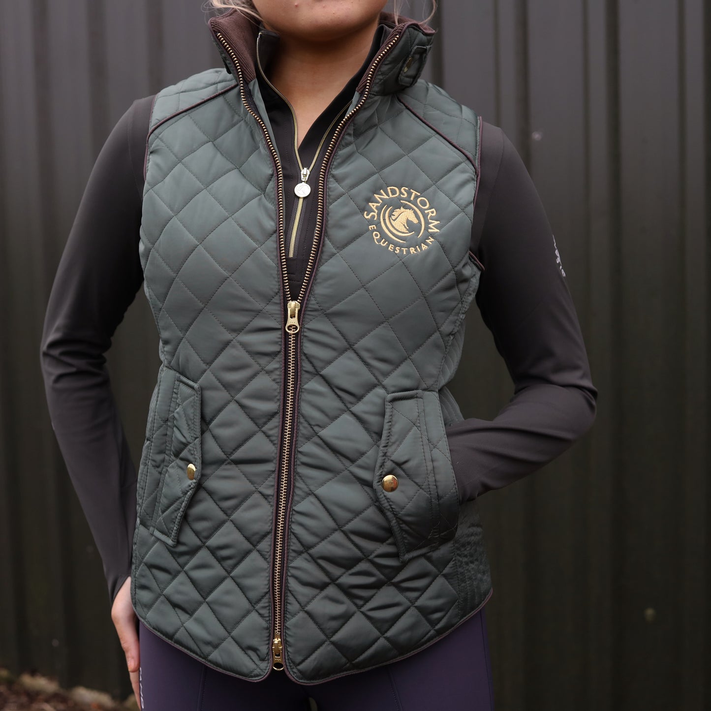 Sandstorm Equestrian Tailored Quilted Gilet - Hunter Green