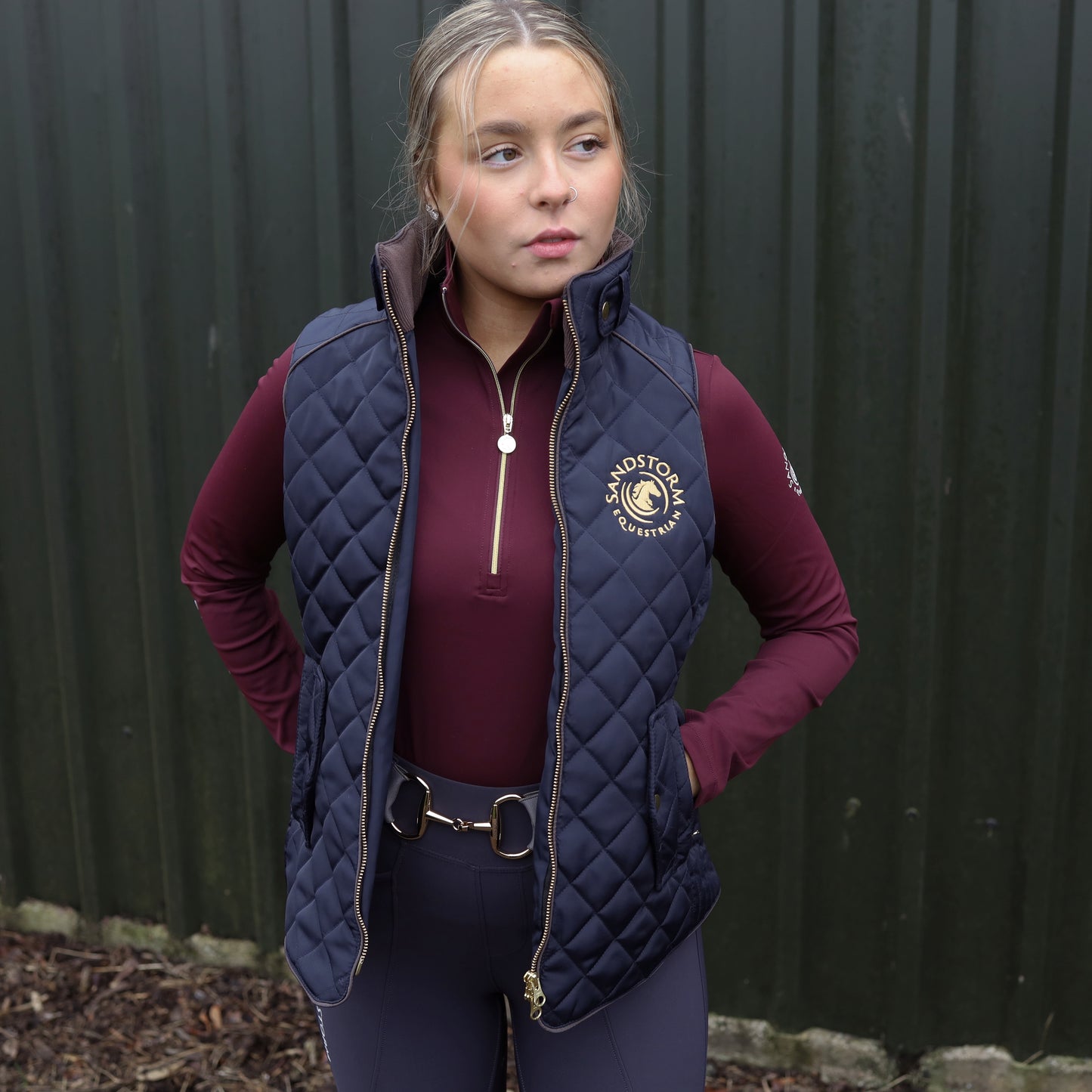 Sandstorm Equestrian Tailored Quilted Gilet - Navy