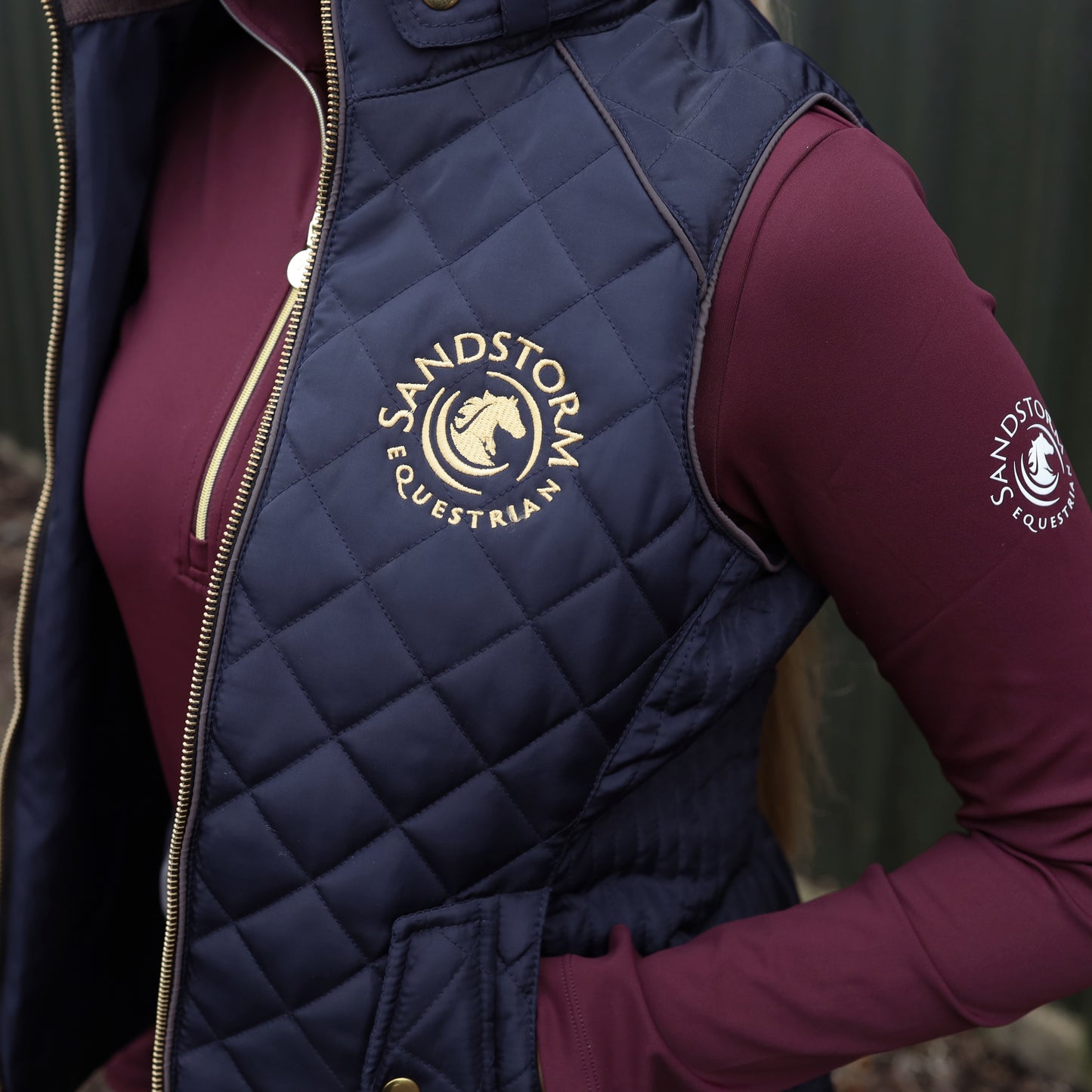 Sandstorm Equestrian Tailored Quilted Gilet - Navy