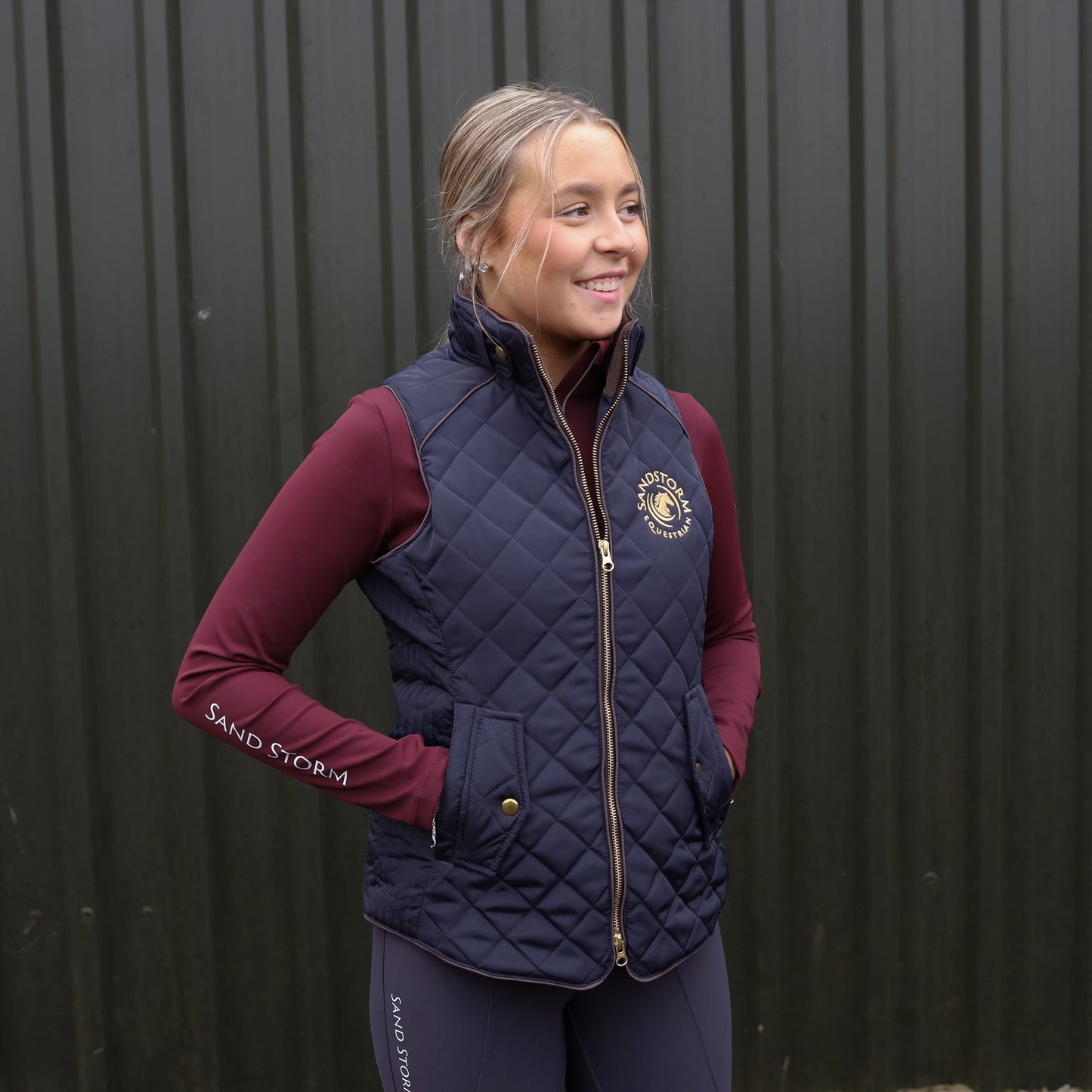 Sandstorm Equestrian Tailored Quilted Gilet - Navy