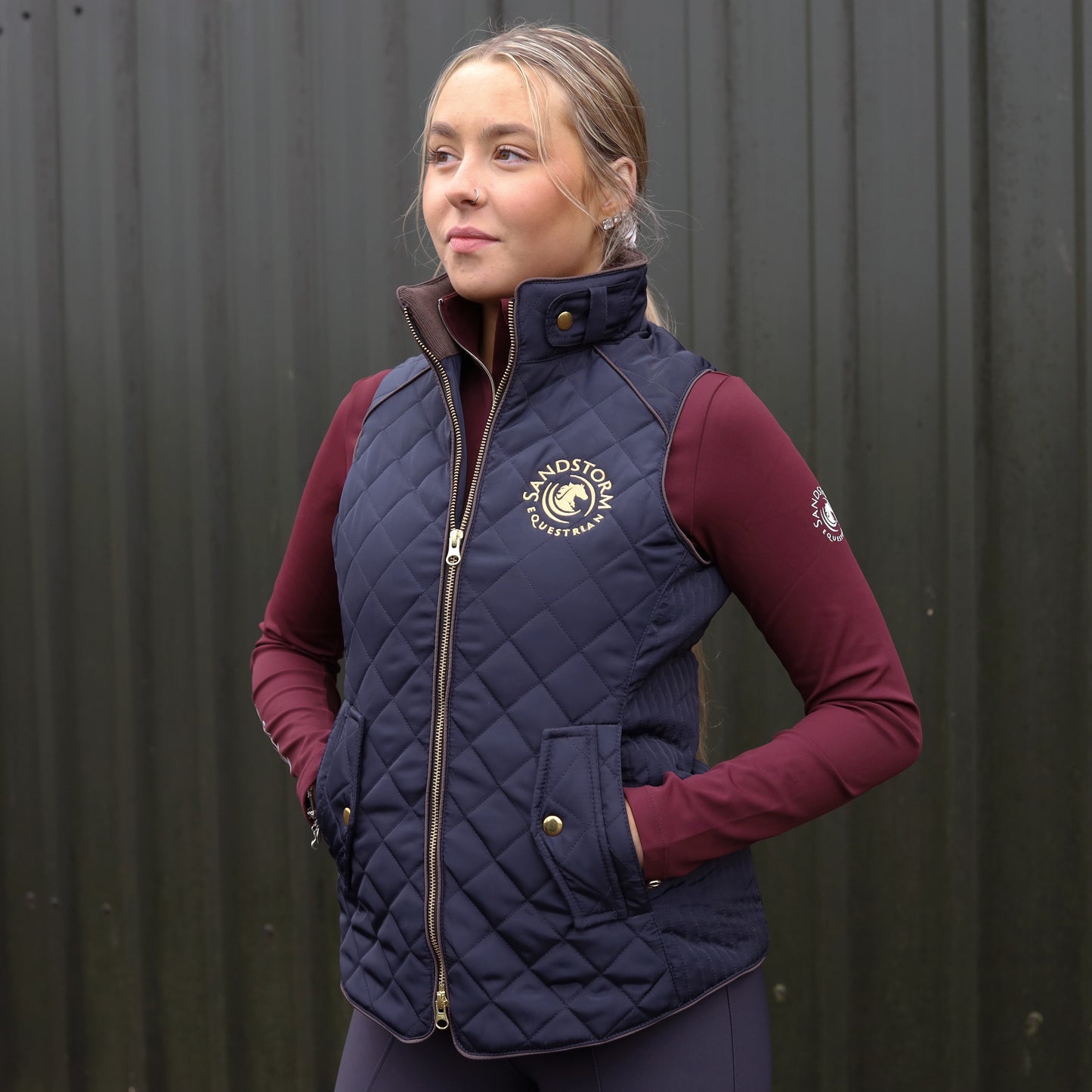 Sandstorm Equestrian Tailored Quilted Gilet - Navy