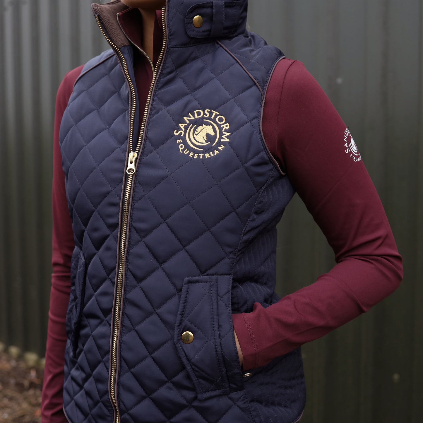 Sandstorm Equestrian Tailored Quilted Gilet - Navy