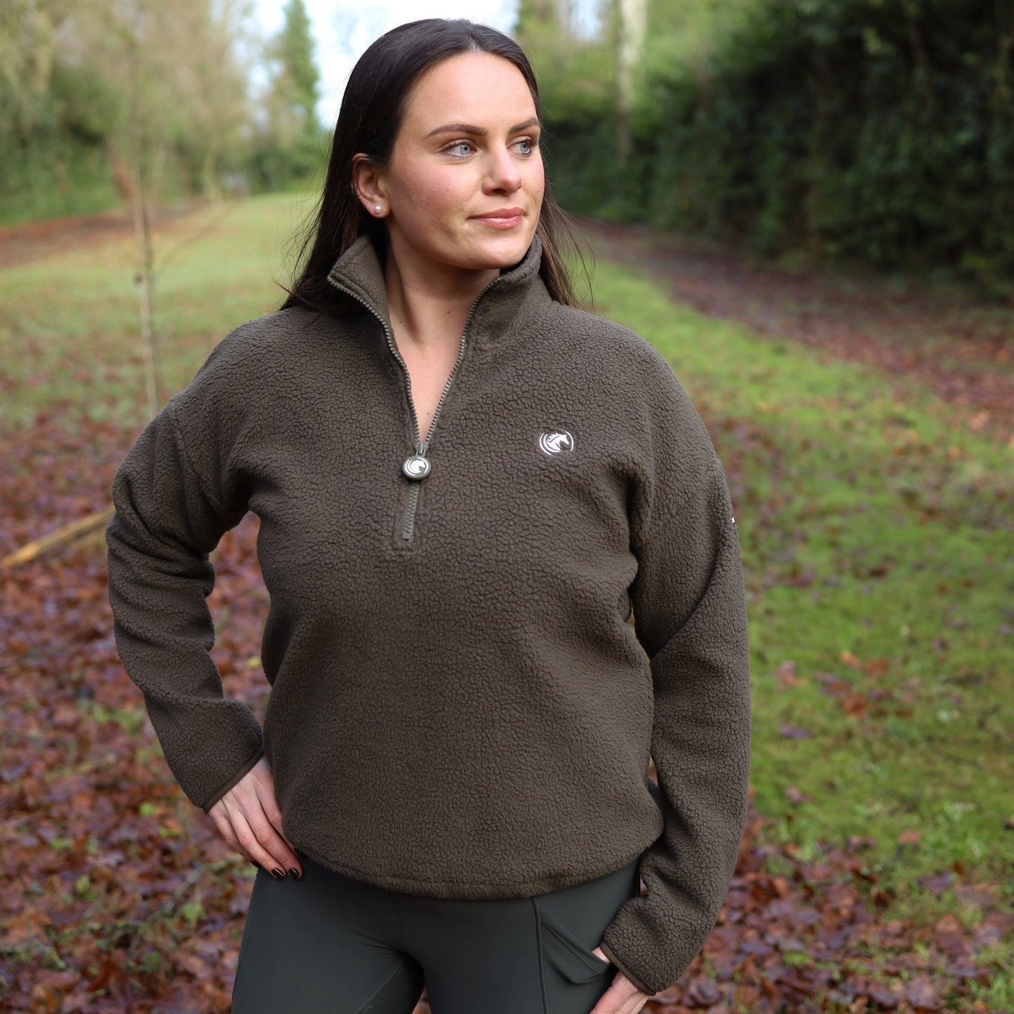 Sandstorm Equestrian - Teddy Half zip fleece - Olive