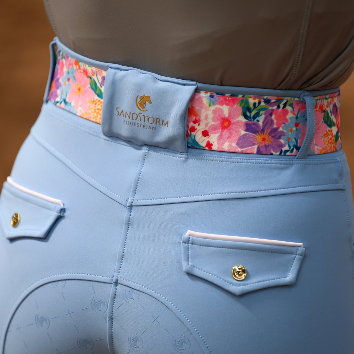 Sandstorm Equestrian - Gold Snaffle Belt - Pastel Floral Print