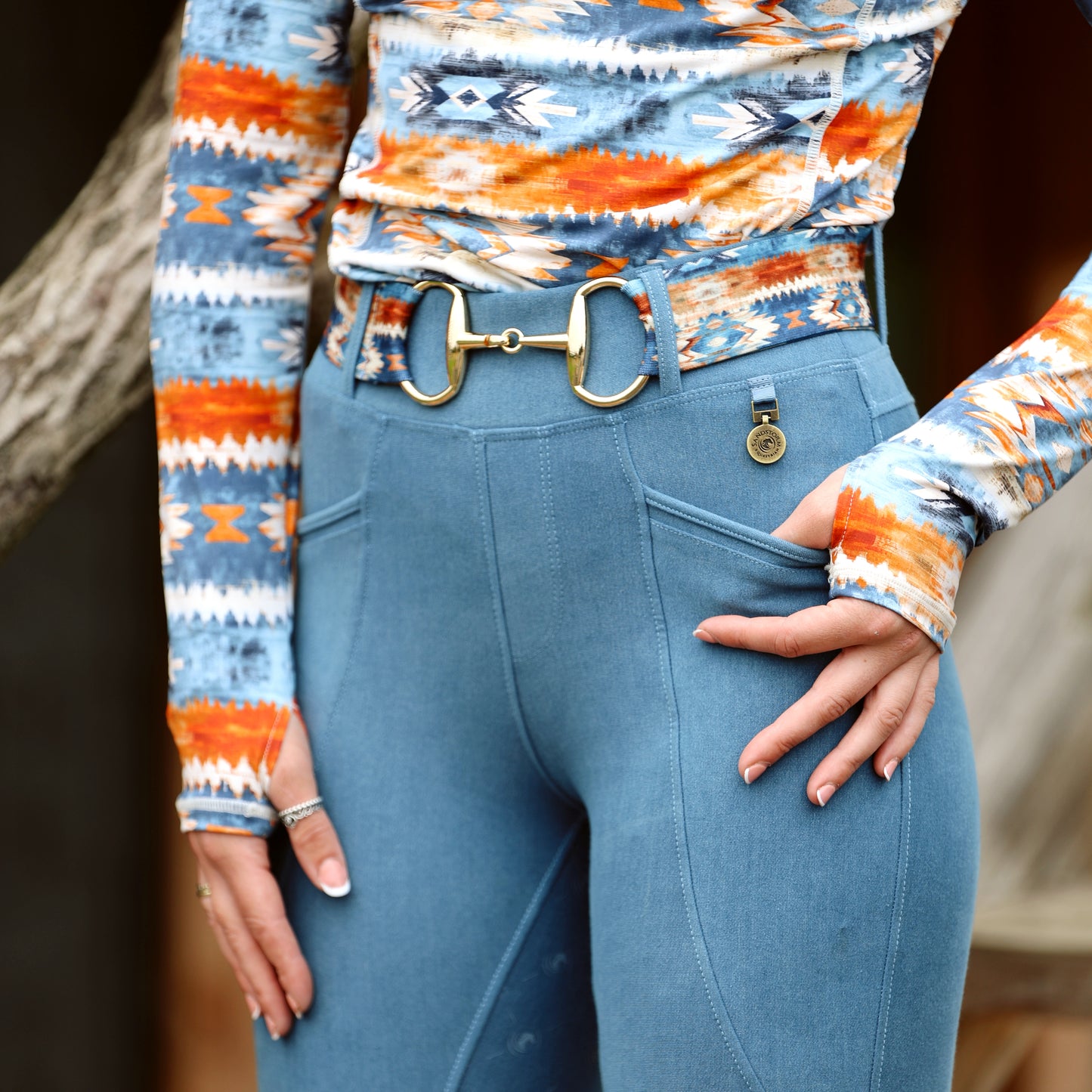 Sandstorm Equestrian - Performance Hybrid Leggings -Blue Denim Effect