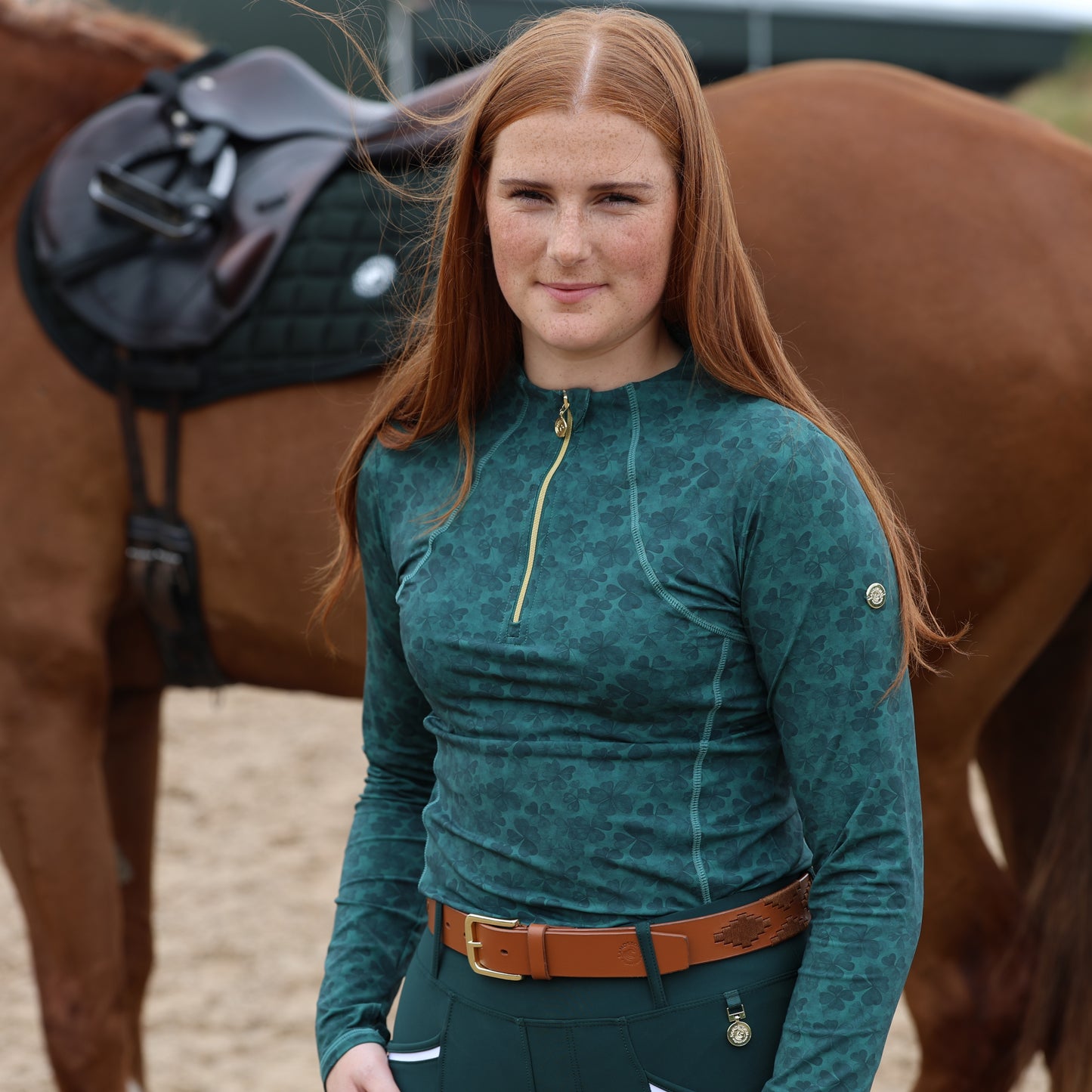 Sandstorm Equestrian - Performance Style Base Layer - Shamrock