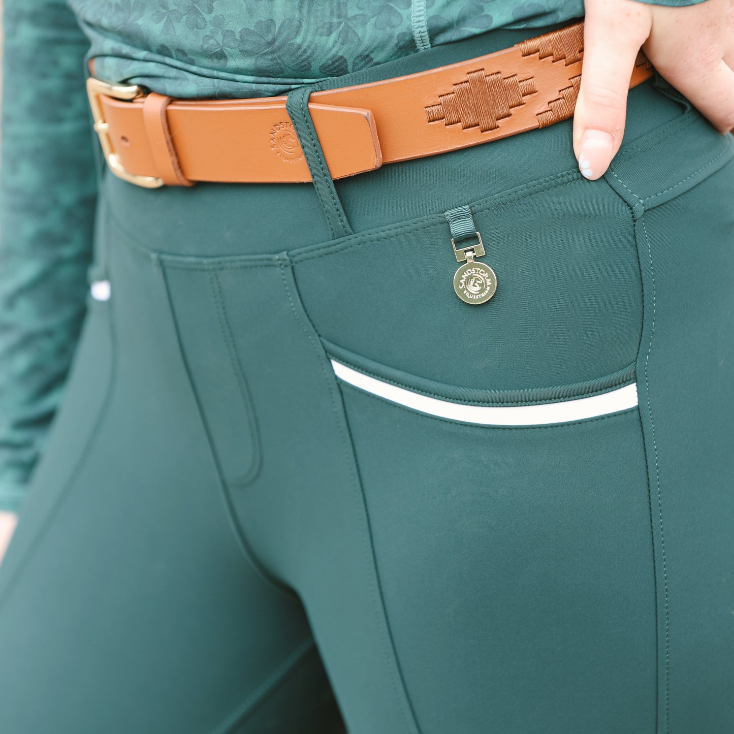 Sandstorm Equestrian - Luxe Performance Hybrid Leggings - Emerald Green