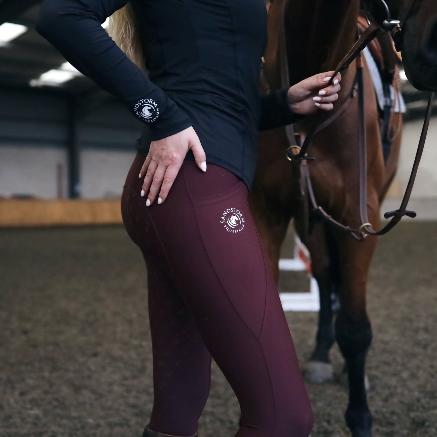 Sandstorm Equestrian - Everyday Comfort Riding Leggings - Burgundy