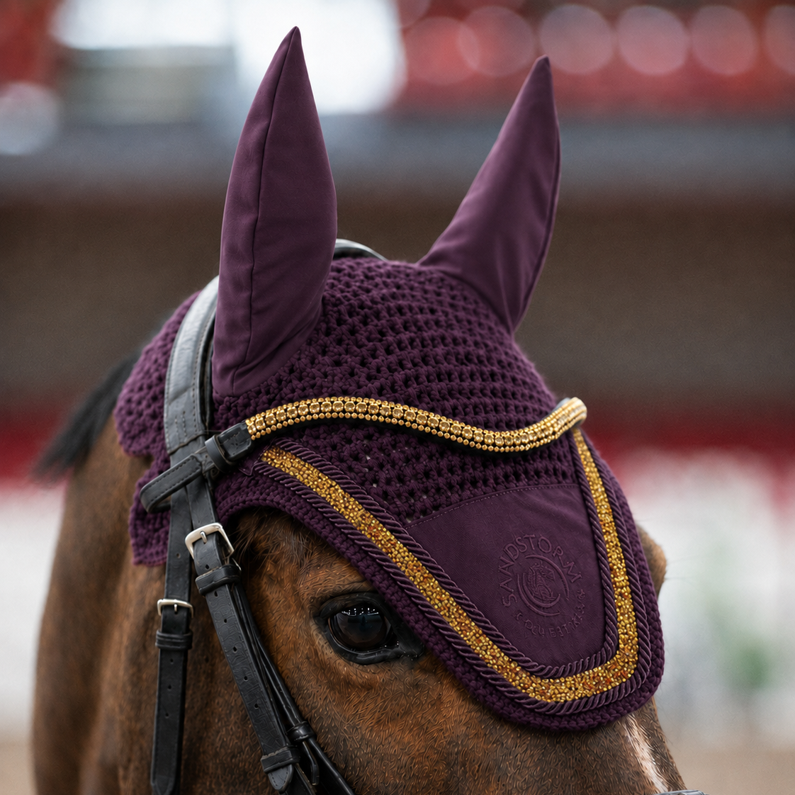 Sandstorm Equestrian - Ear Veil - Plum Sparkle