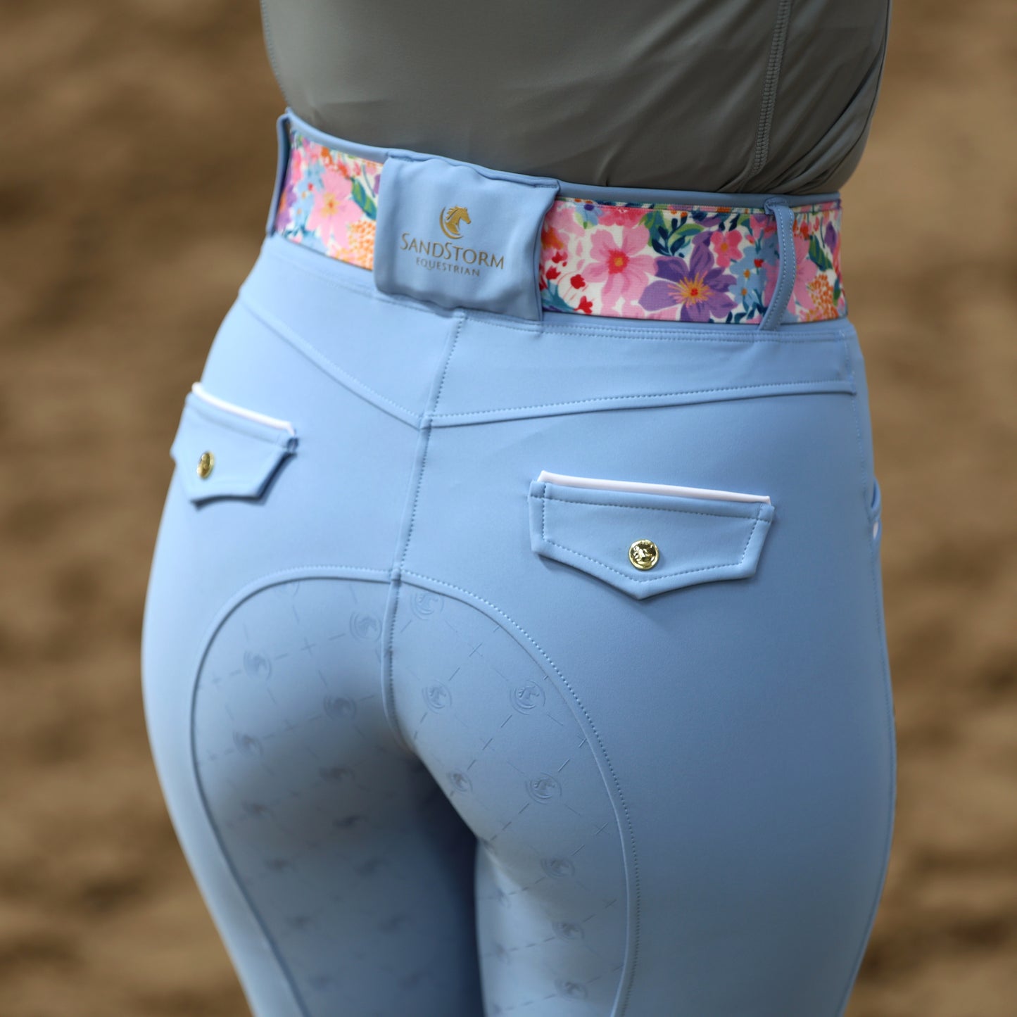 Sandstorm Equestrian - Gold Snaffle Belt - Pastel Floral Print