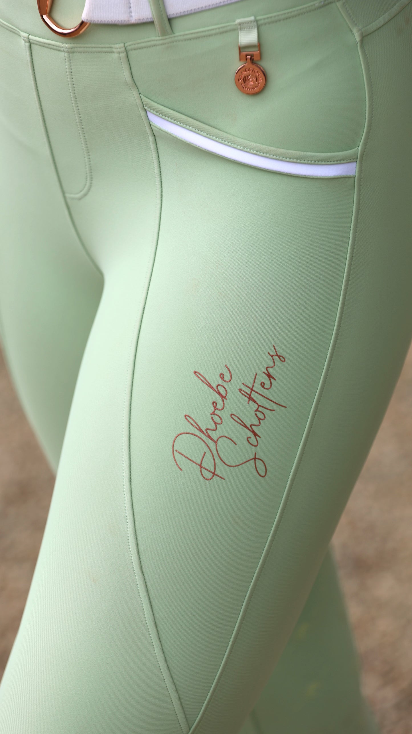 Sandstorm Equestrian X Phoebe Scoltens - Luxe Performance Hybrid Leggings - Matcha Green