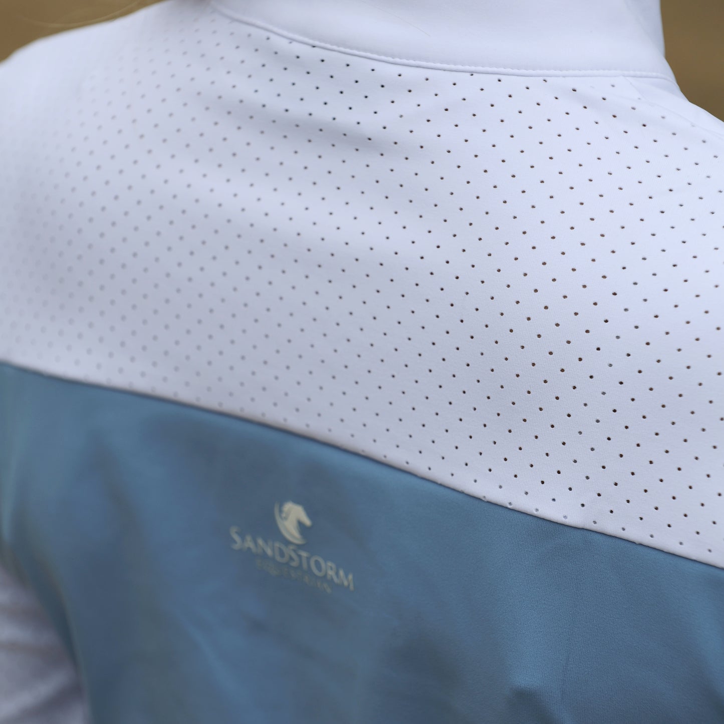Sandstorm Equestrian - Show Shirt - White / Endless Sky Blue