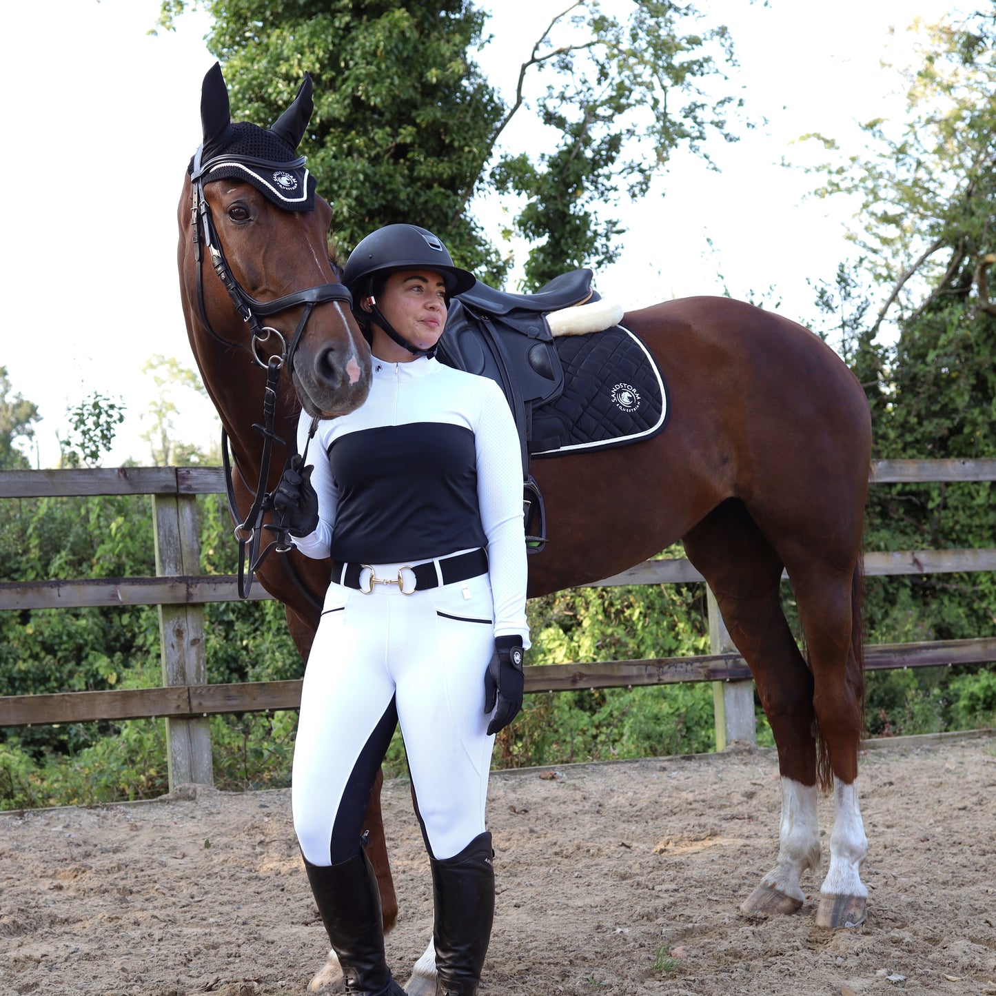 Sandstorm Equestrian - Satin Ear Veil - Black