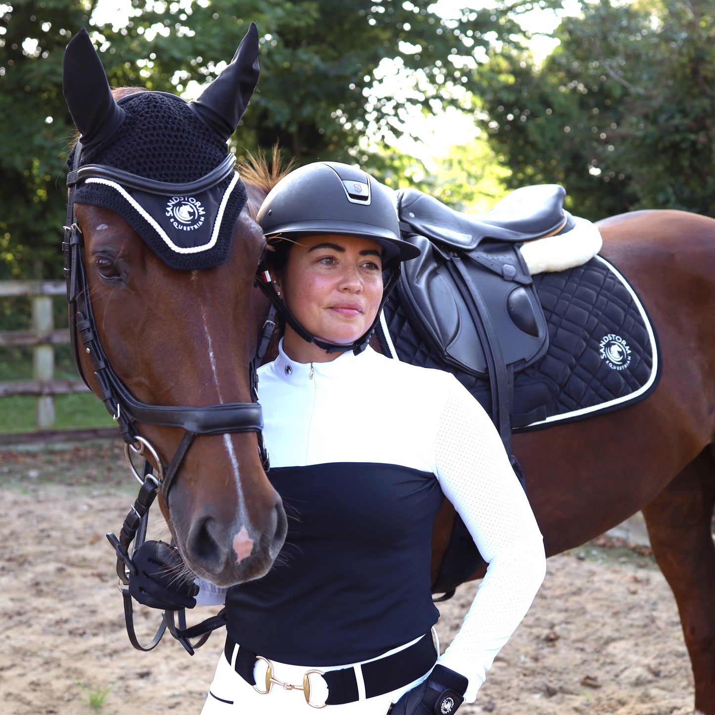 Sandstorm Equestrian - Show Shirt - White & Black