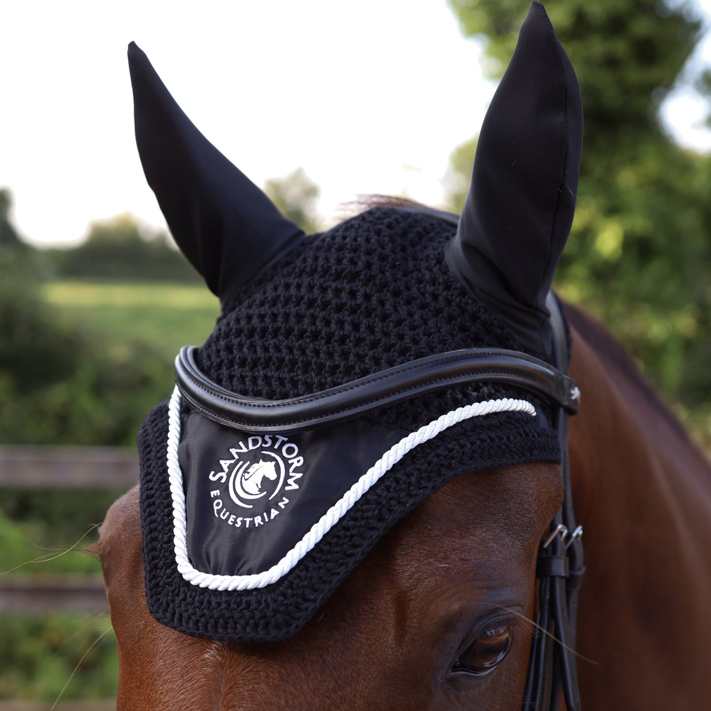 Sandstorm Equestrian - Satin Ear Veil - Black