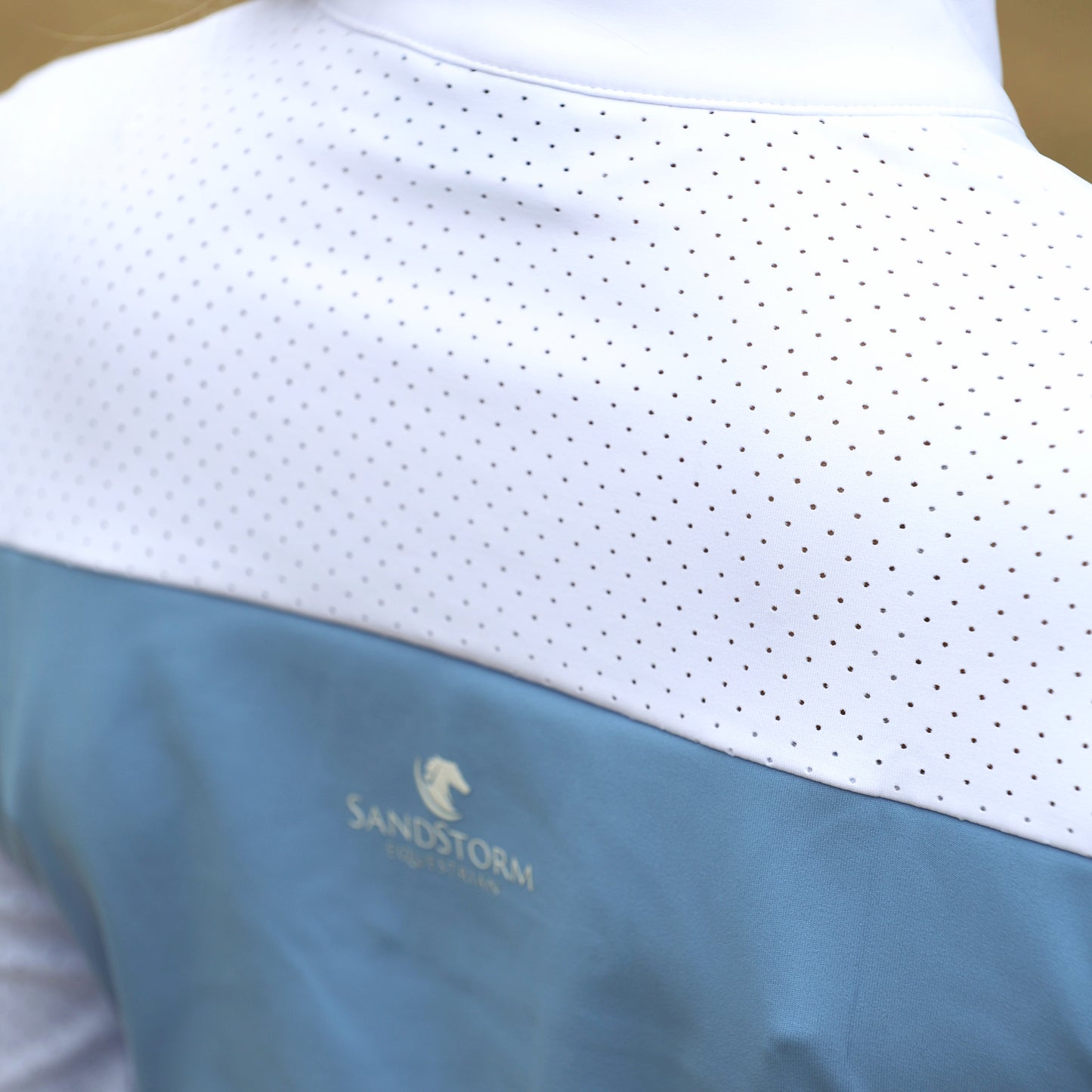 Sandstorm Equestrian - Show Shirt - White / Endless Sky Blue