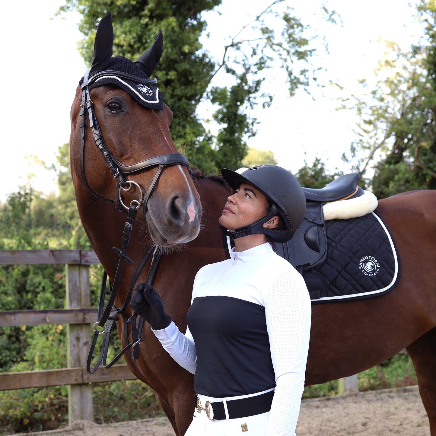 Sandstorm Equestrian - Satin Ear Veil - Black