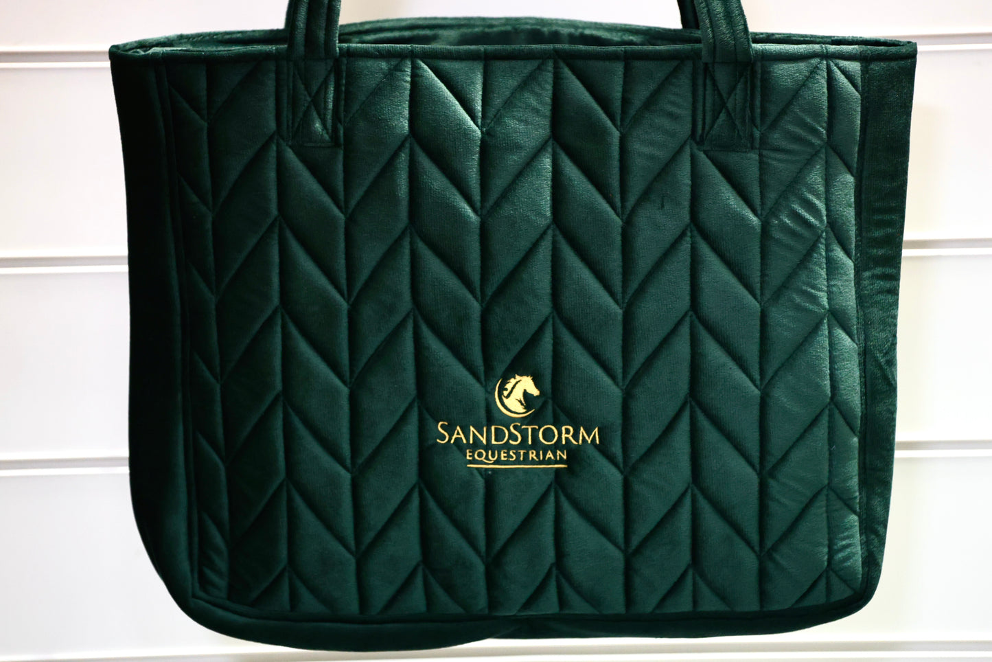 Sandstorm Equestrian- Velvet Tote Bag - Emerald Green