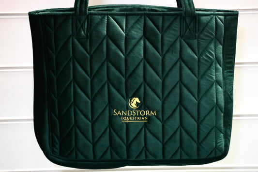 Sandstorm Equestrian- Velvet Tote Bag - Emerald Green