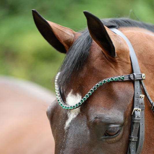 Sandstorm Equestrian - QuickSwitch BrowBand -  Emerald Green Diamante -Single Row