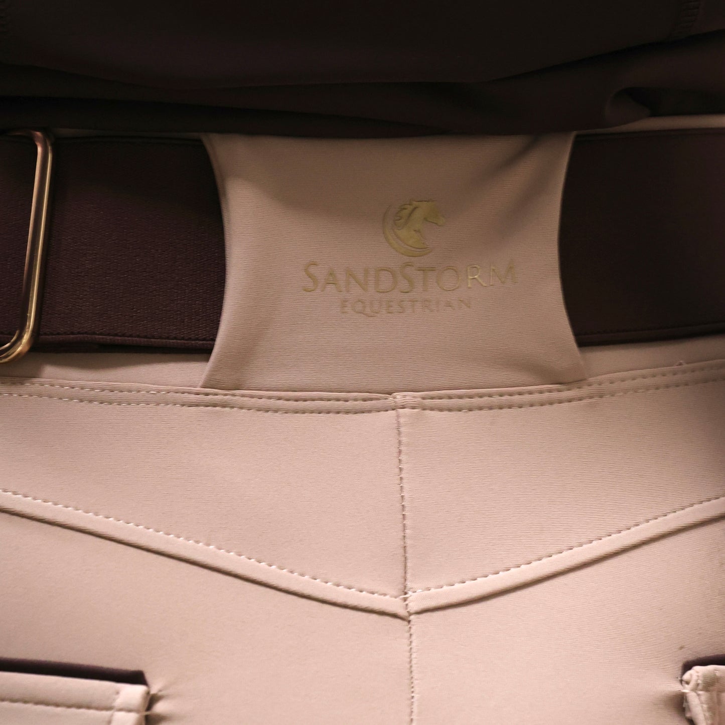 Sandstorm Equestrian - Luxe Performance Hybrid Leggings - Beige with chocolate seat