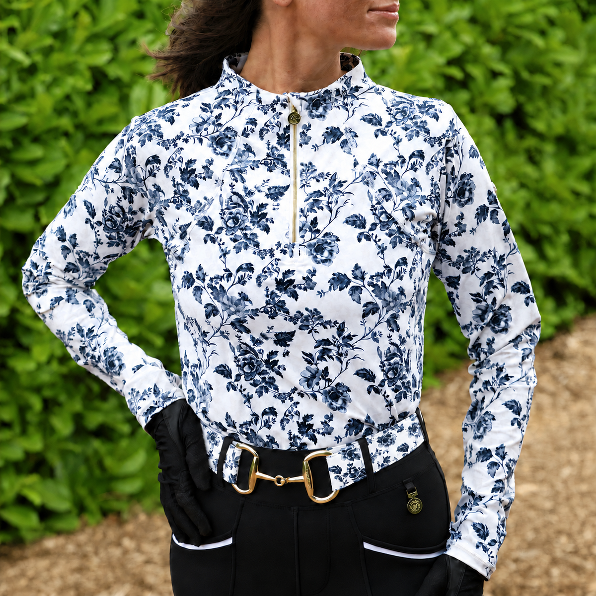 Sandstorm Equestrian - Gold Snaffle Belt - Vintage Black Rose