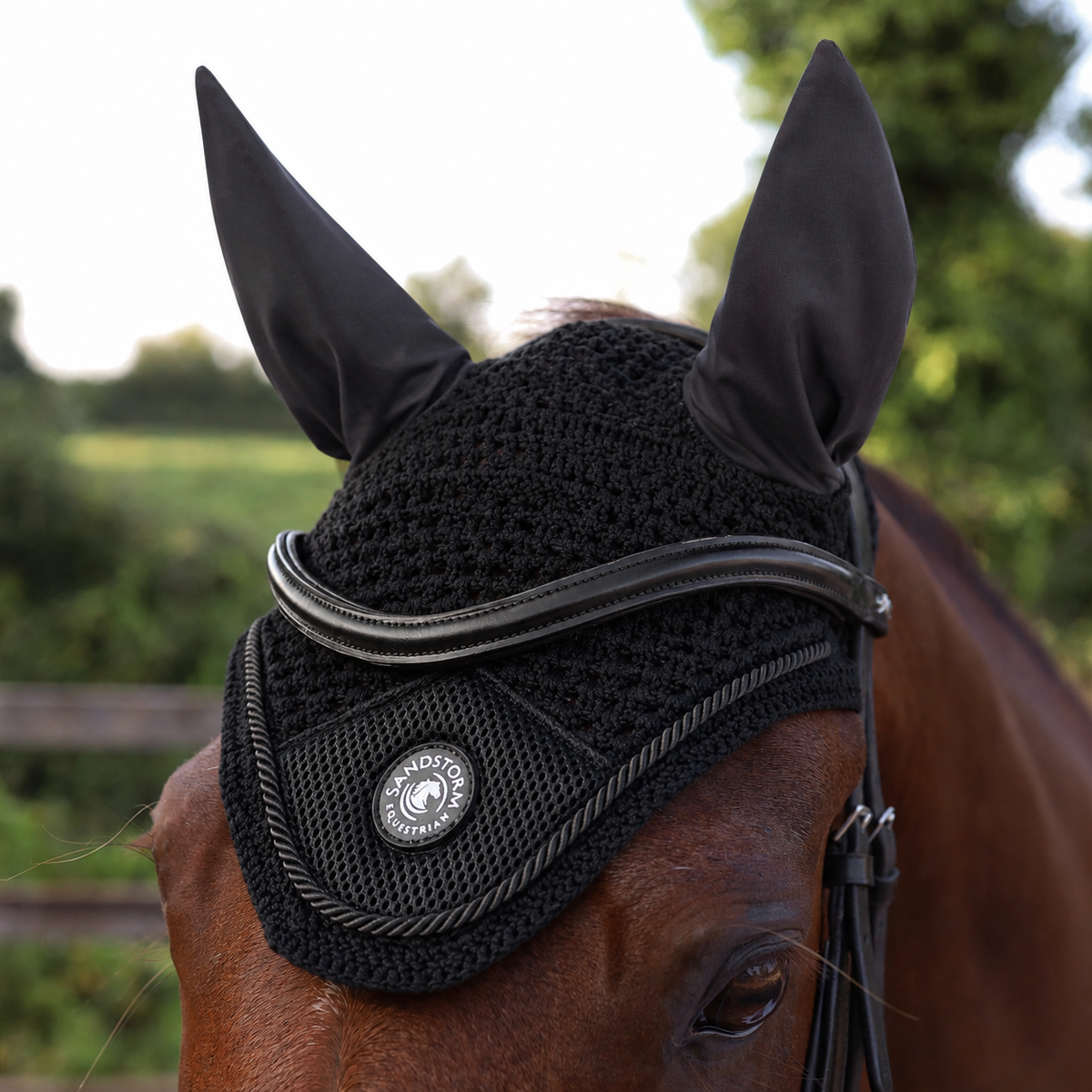 Sandstorm Equestrian - Mesh Ear Veils - Black