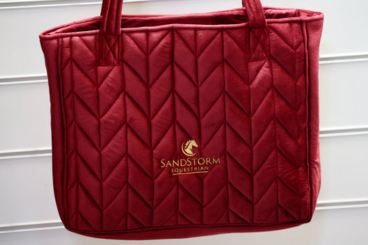 Sandstorm Equestrian- Velvet Tote Bag - Ruby red