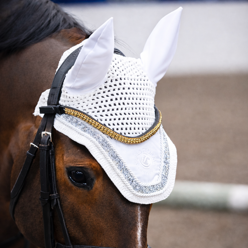 Sandstorm Equestrian - Ear Veil - White sparkle