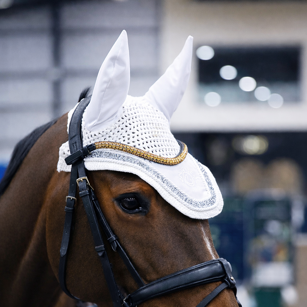 Sandstorm Equestrian - Ear Veil - White sparkle